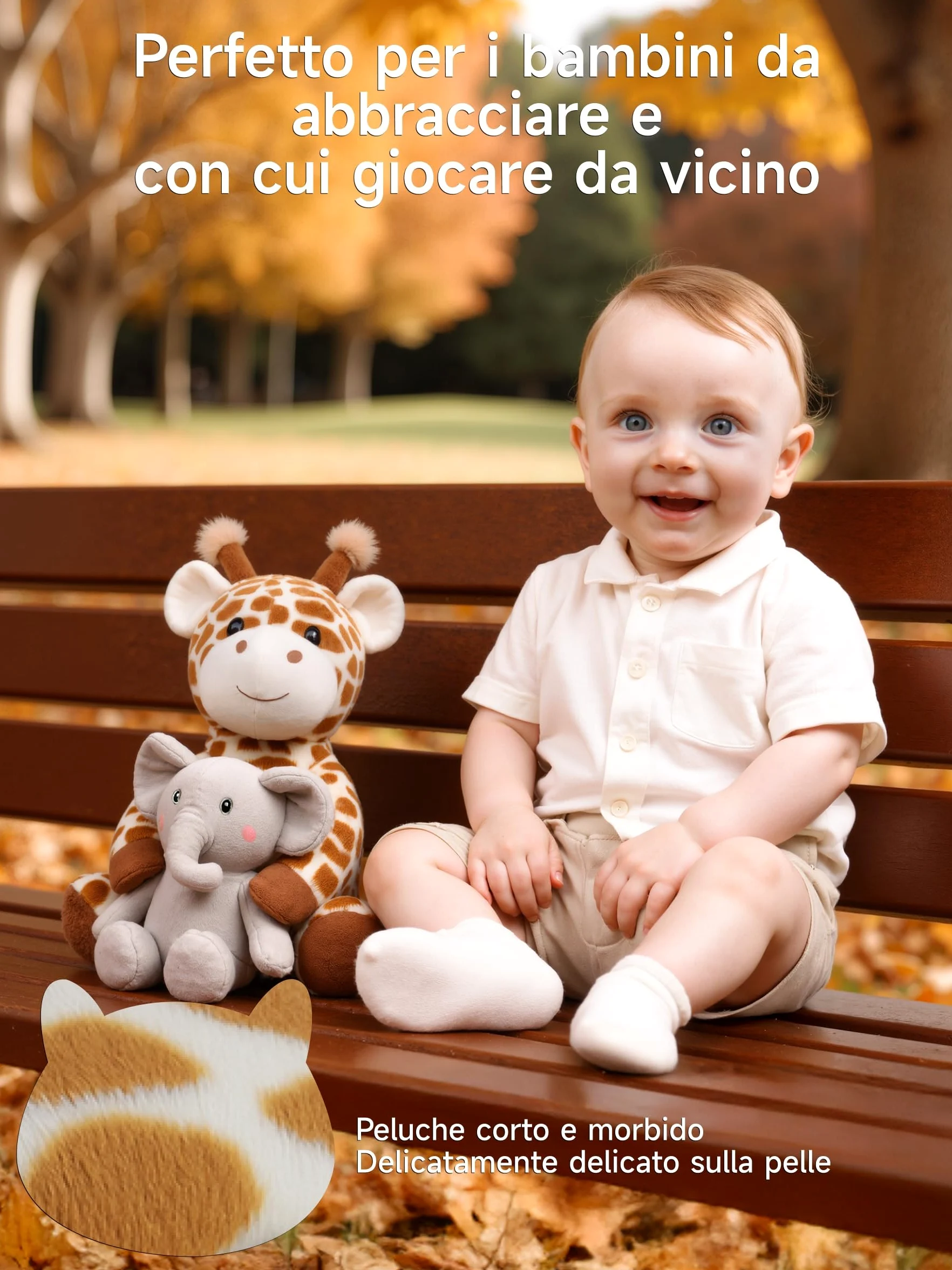 TUMAMA KIDS Giocattoli Interattivi di Peluche per Bambini Giraffa ed Elefante che Parlano e Cantano, Giocattolo che Ripete ciò che dici, Giocattolo Musicale Elettronico Interattivo per Bambini Regalo