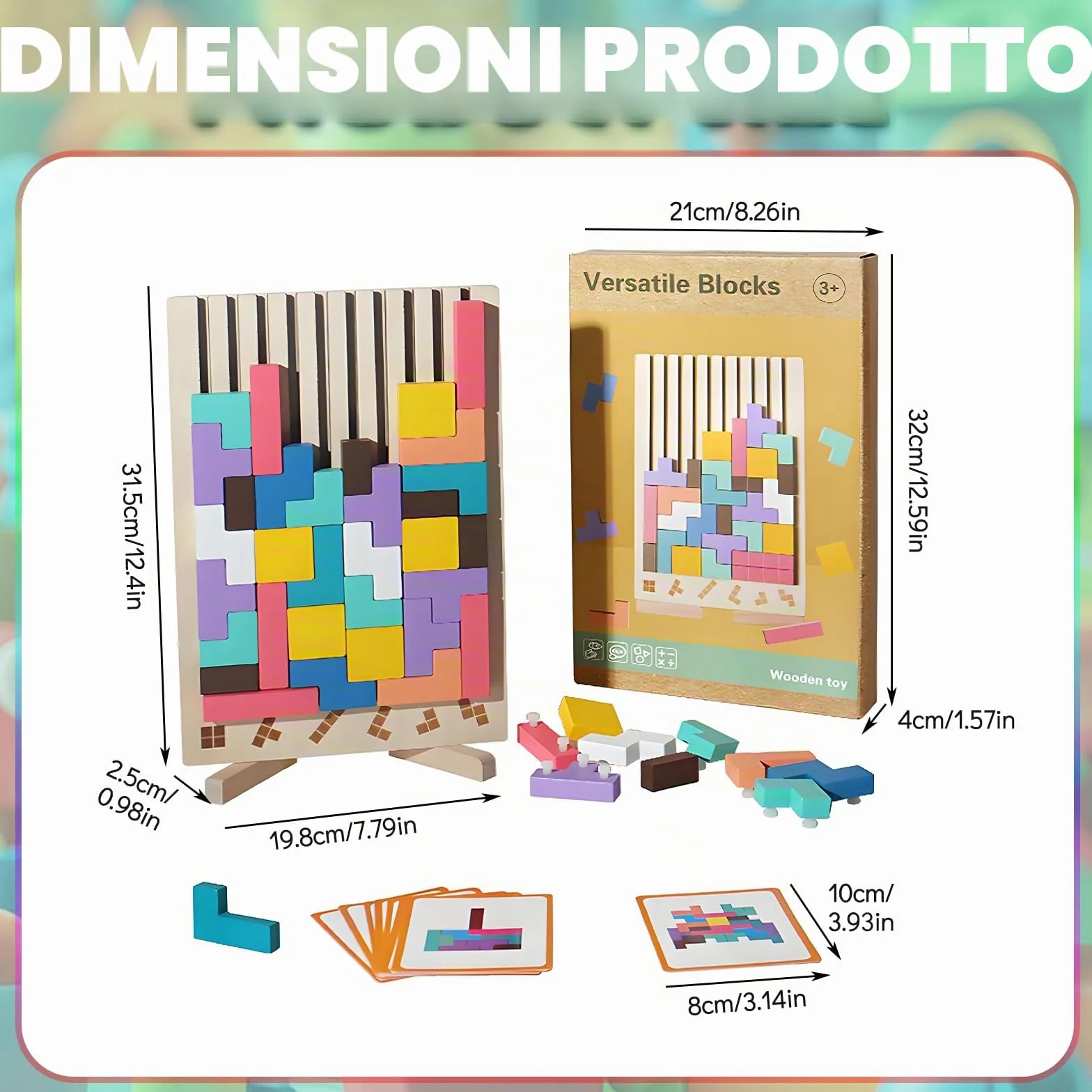 Tetris Gioco per Bambini con Borsa Puzzle di Legno Montessori