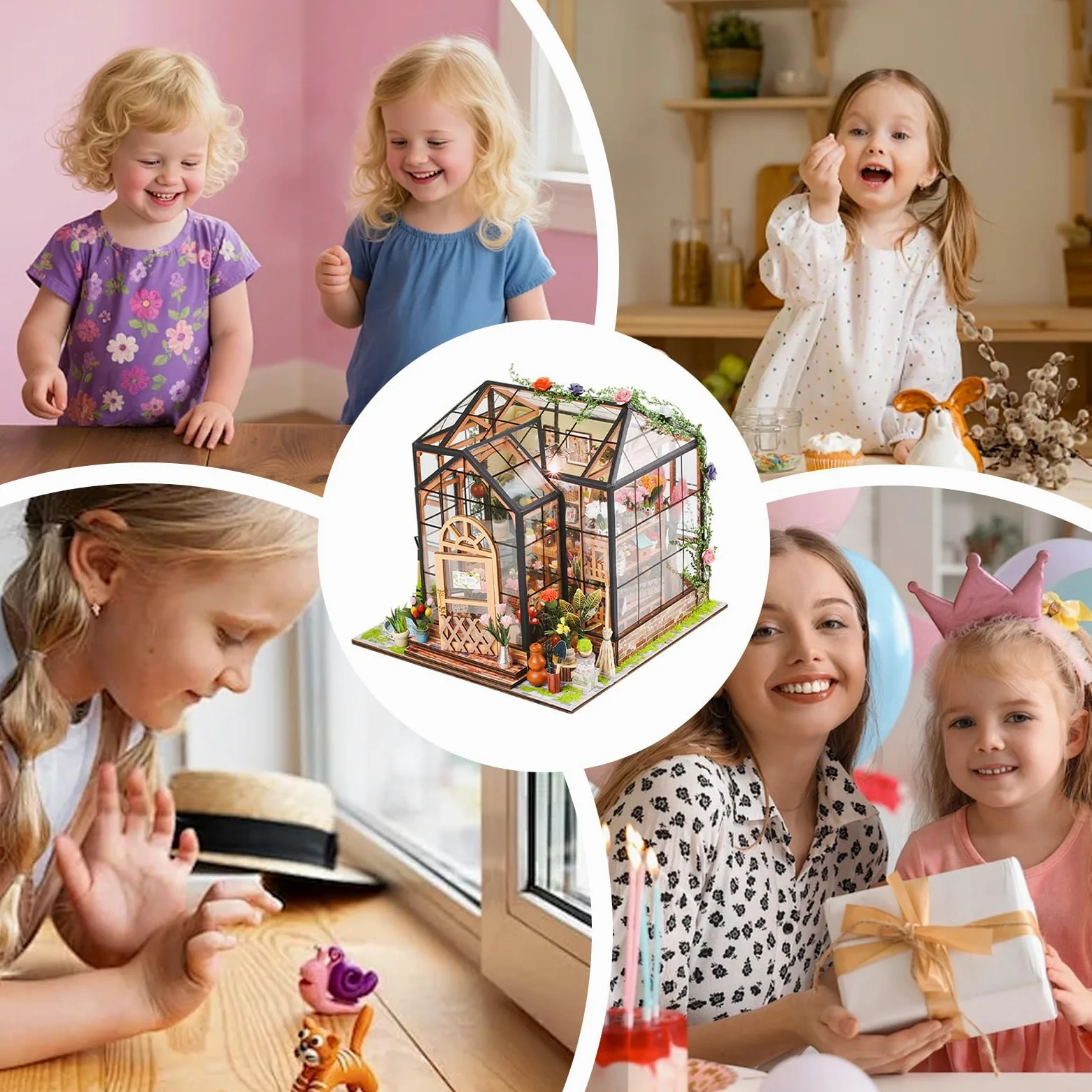 Kit Casa in Miniatura Artigianale 3D Serra in Legno Puzzle DIY | Set di Costruzione Serra con Mobili e Colla da Utensili Per Adulti Arredo Stanze Natale Compleanno Artigianato e Progetti