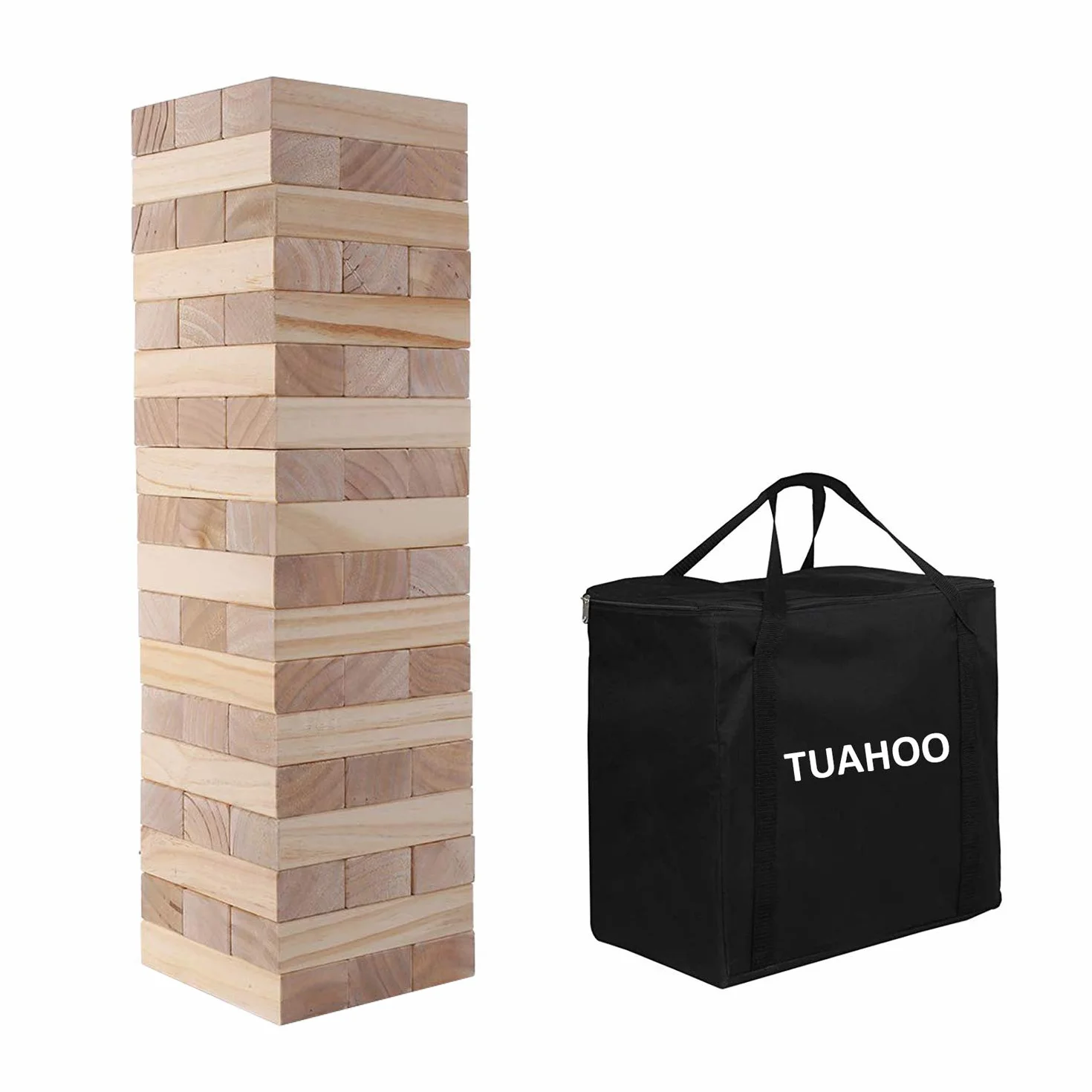 Gioco Torre Traballante Gigante in Legno Torre Impilabile Costruisce da 0,6m - 1,5m Grande Tumble Tower Giochi Jumbo Toppling Blocks Giocattolo per Bambini, Adulti e Famiglia