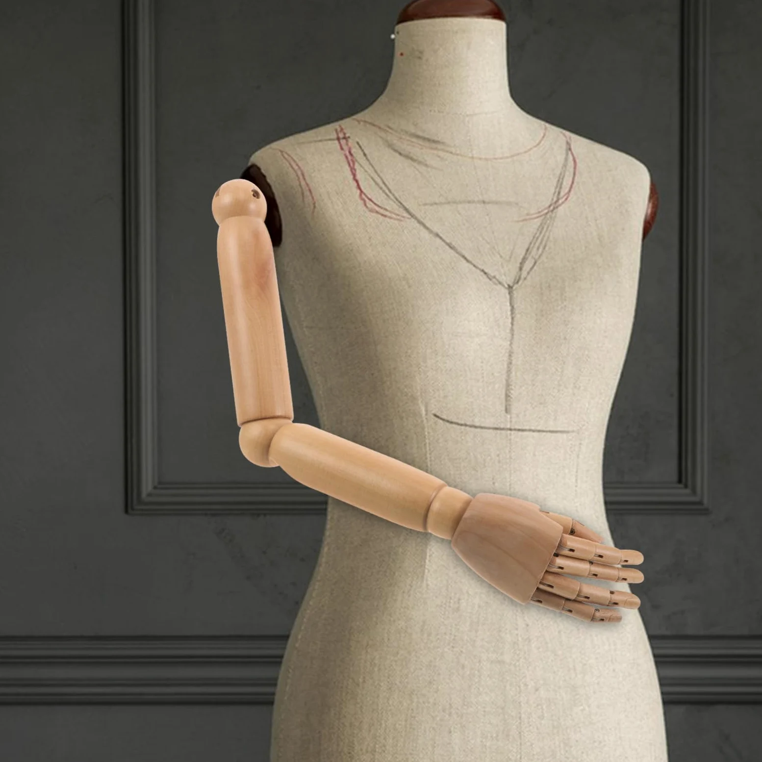 Coppia di Bracci Articolati di Manichino in Legno con Giunti Flessibili, Facile Installazione, Aspetto Realistico e Naturale per Scenari di Gioco di Ruolo e Progetti Artistici