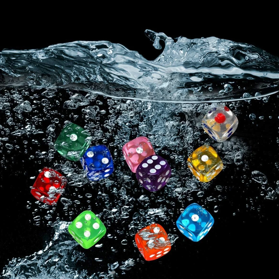 100 Pezzi Dadi da Gioco in Acrilico 10 Traslucido Colori, 16 mm Esaedro Dadi per enzi, Farkle, Yahtzee, Bunco or Insegnare i Matematici