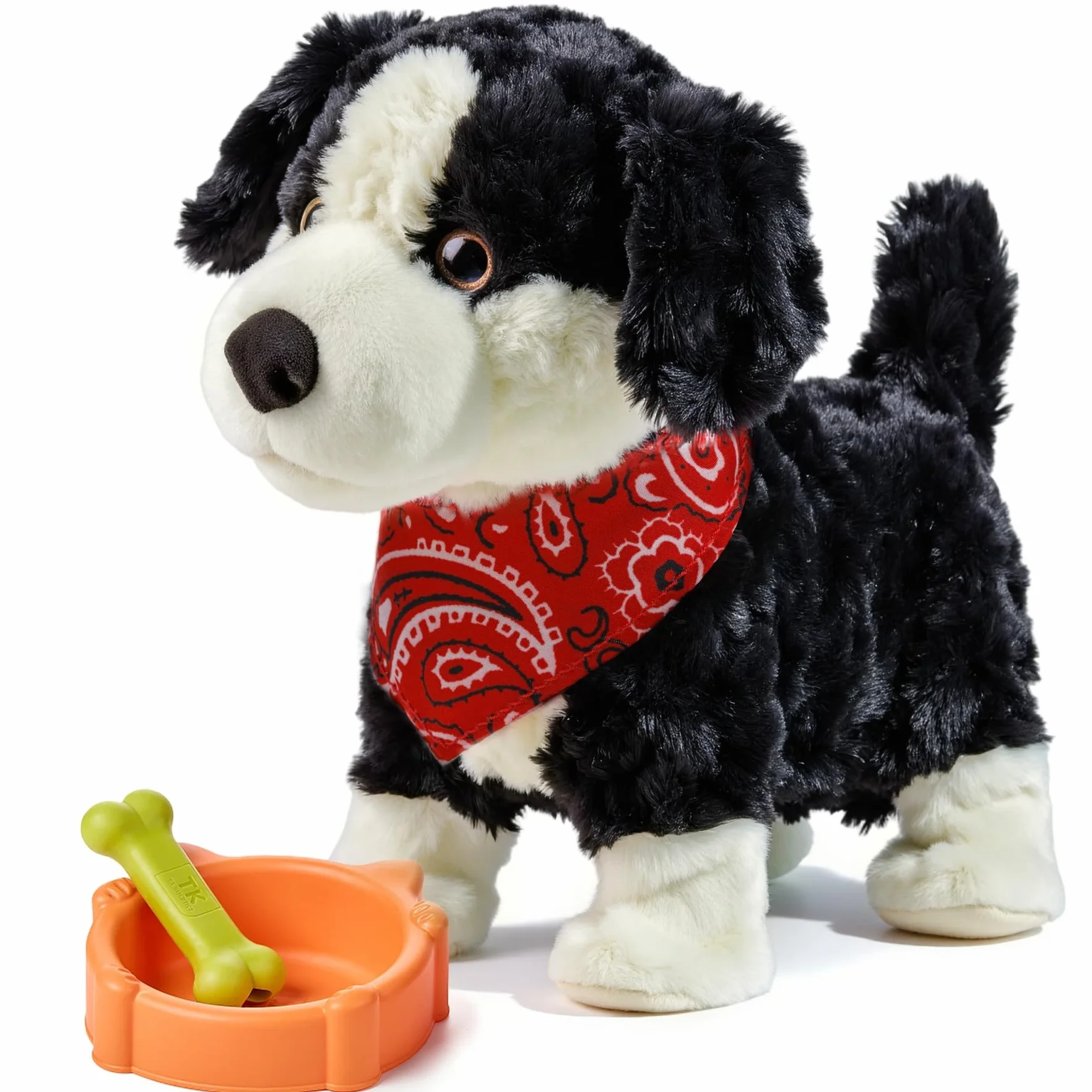 Cagnolino Che Abbaia e Cammina con Controllo Vocale, Parla, Muove la Coda, Peluche Cane Giocattolo Interattivo Elettronico, Cane Robot Realistico, Regalo per Bambini 3+ Anni