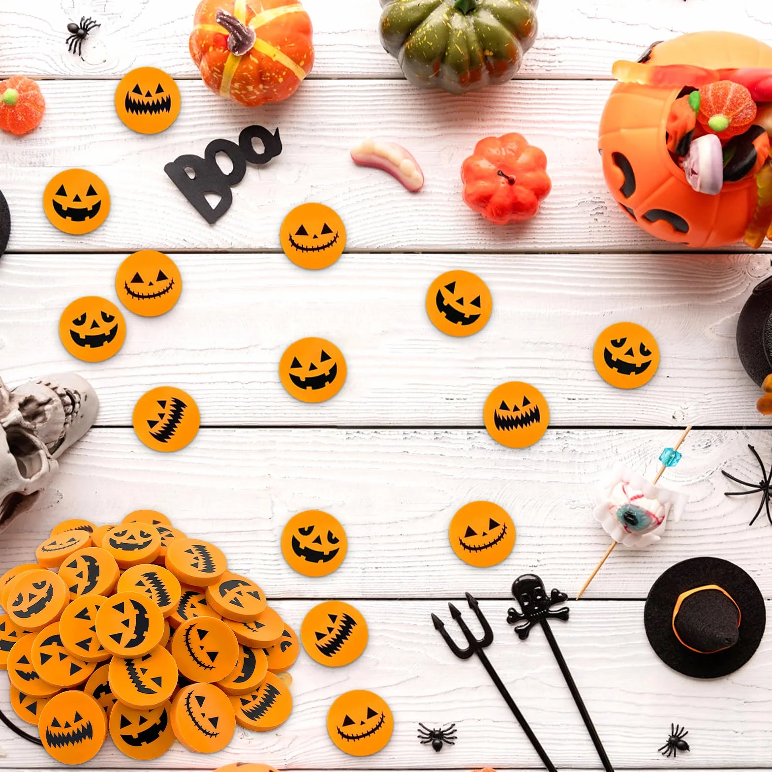 50PCS Mini Gomme da Cancellare per Halloween, Zucca a Forma di Zucca per Bambini, Feste di Halloween e Compleanno