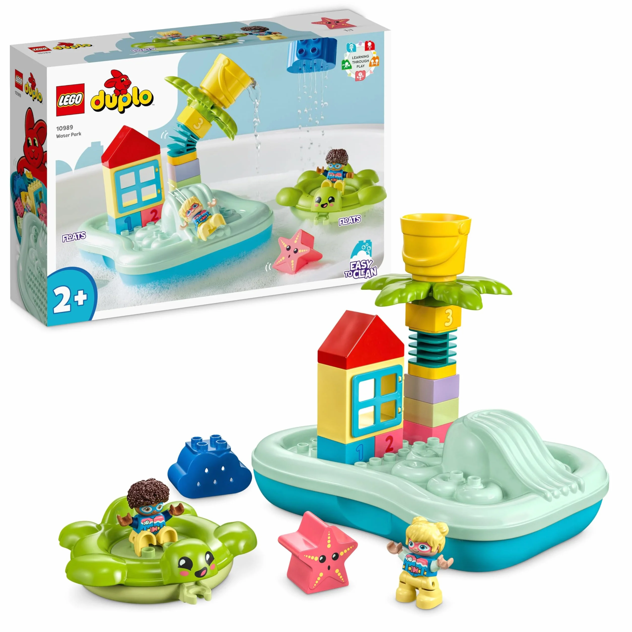LEGO DUPLO Parco Acquatico, Giochi da Bagnetto per Bambini e Bambine dai 2 Anni in su con Isola Galleggiante, Tartaruga e Stella Marina, Facile da Pulire, Giocattoli per Vasca da Bagno 10989