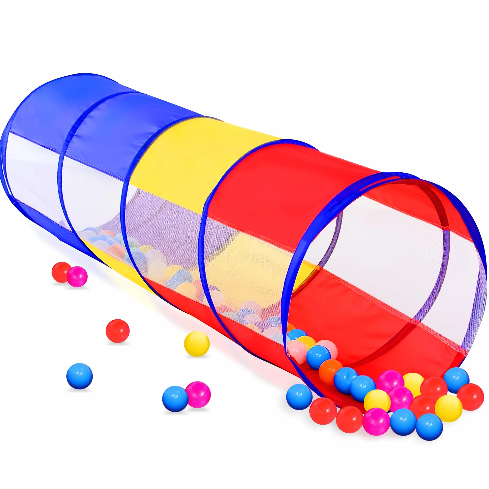 Tunnel Gioco per Bambini, Tenda Gioco Bambini di 1 2 3 anni, Multifunzionali Tubi Giochi da giardino per bambini，Tunnel Leggera Pieghevole per Bambini da Interno e da Esterno, Colorata