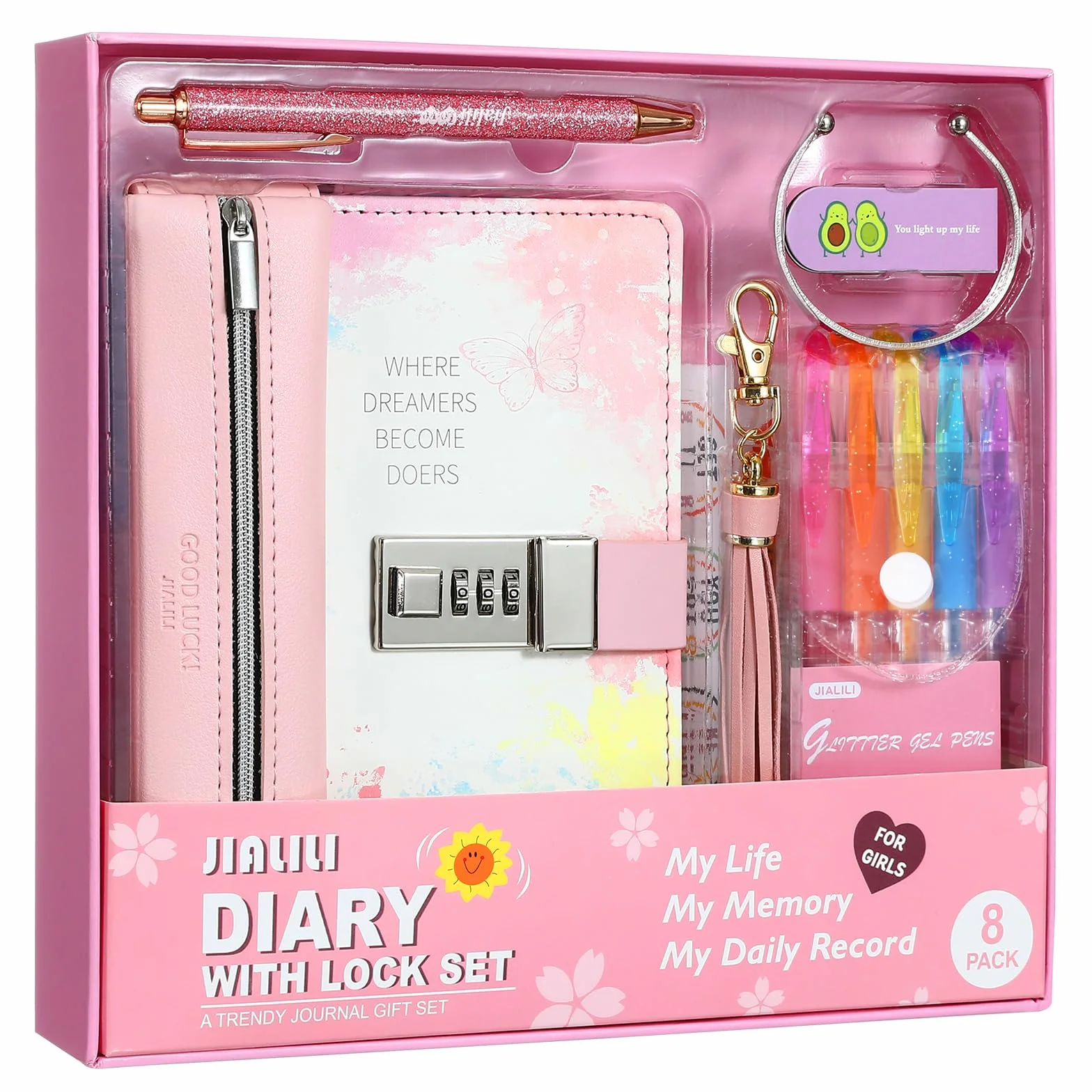 JIALILI Diario con lucchetto per ragazze di età 8-12 anni, diario per bambini con serratura, kit per notebook con password per ragazze adolescenti, diario segreto di 256 pagine, regalo di compleanno