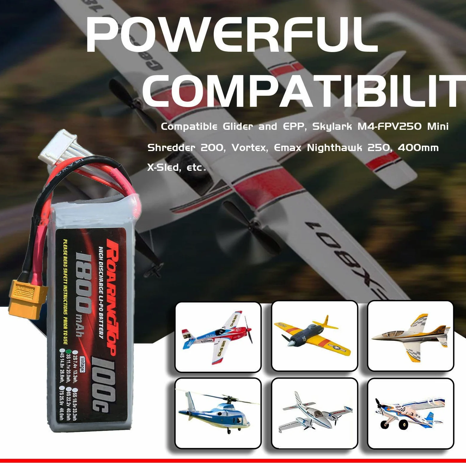 RoaringTop 1800 MAh 100 C 3S 11.1V RC Batterien Für RC Lipo Batterie with XT60 for RC Evader BX Car Truggy Truck RC Airplane Quadcopter Helicopter