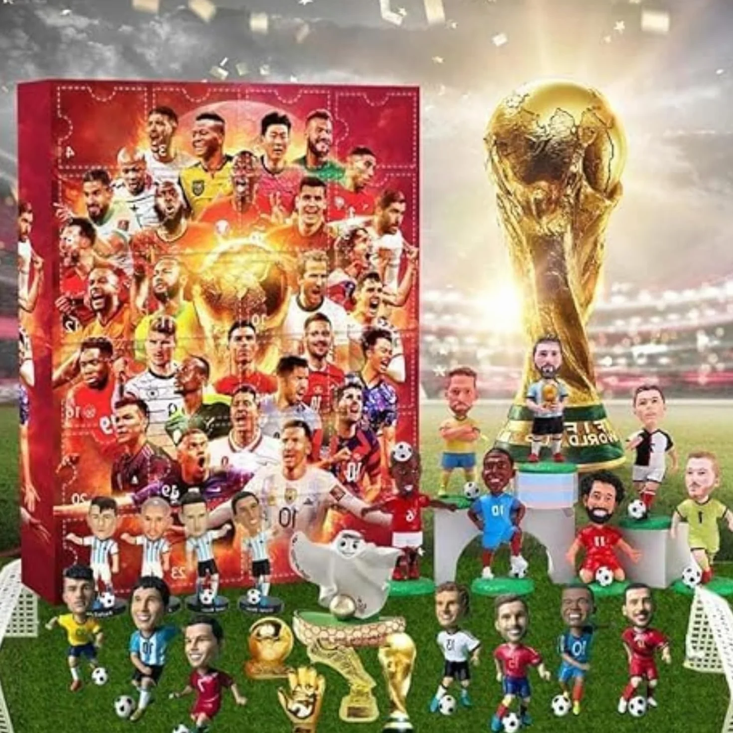 Calendario dell'Avvento 2025, 24 giorni, conto alla rovescia di Natale, calendario dell'Avvento con 24 accessori da calcio, per regali di Natale 2024 (A)