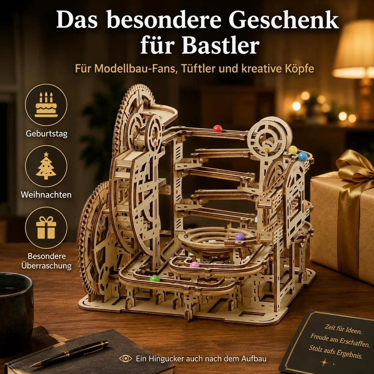 Puzzle in legno 3D Marble Maze – Modello meccanico fai da te per adulti e bambini, kit creativo con ingranaggi, giocattolo educativo e regalo per appassionati di fai da te e modellismo, 396 pezzi