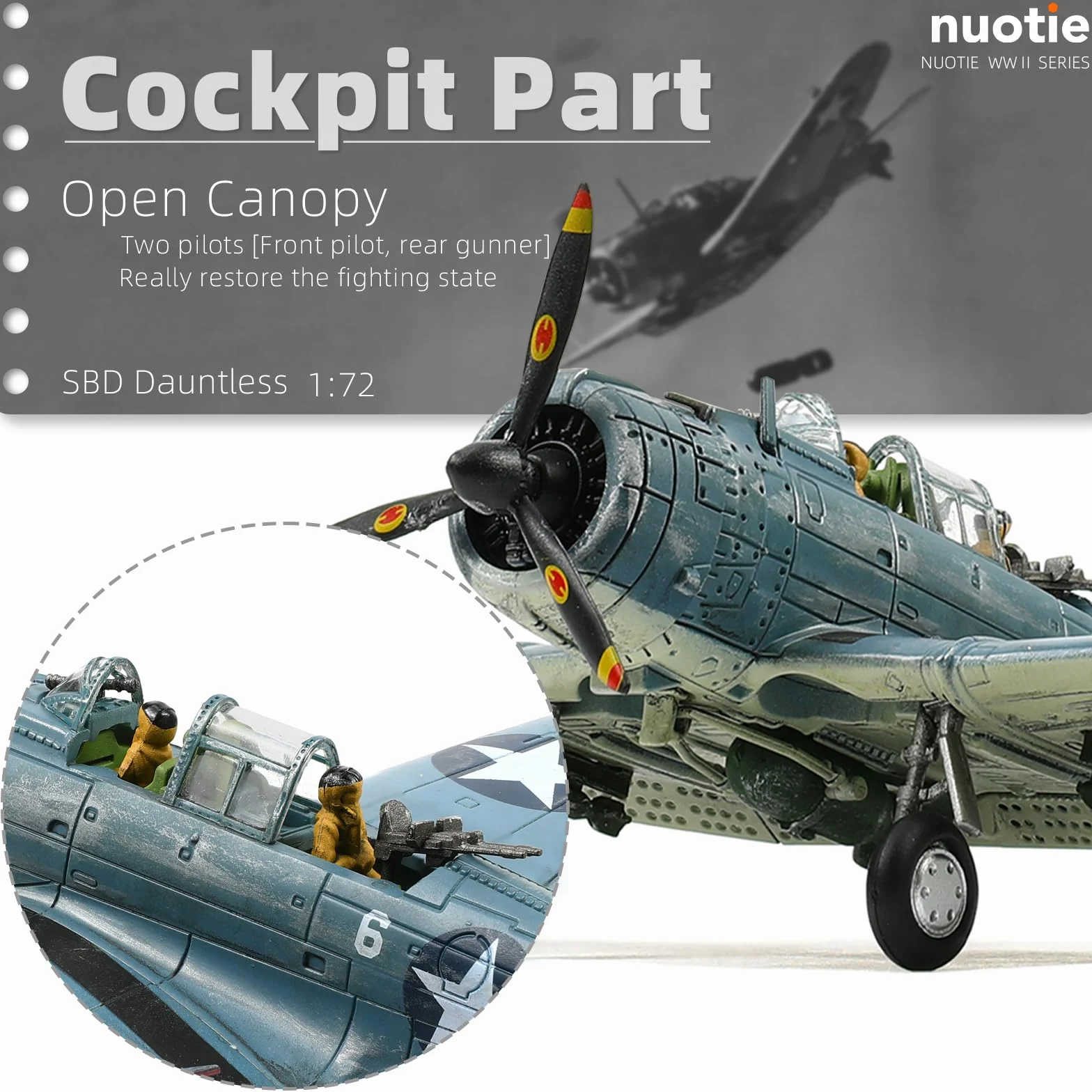 NUOTIE Douglas SBD-2 Dauntless Dive Bomber Model Aereo da Guerra Seconda Guerra Mondiale Midway 1/72 Metall Fuso Pressione