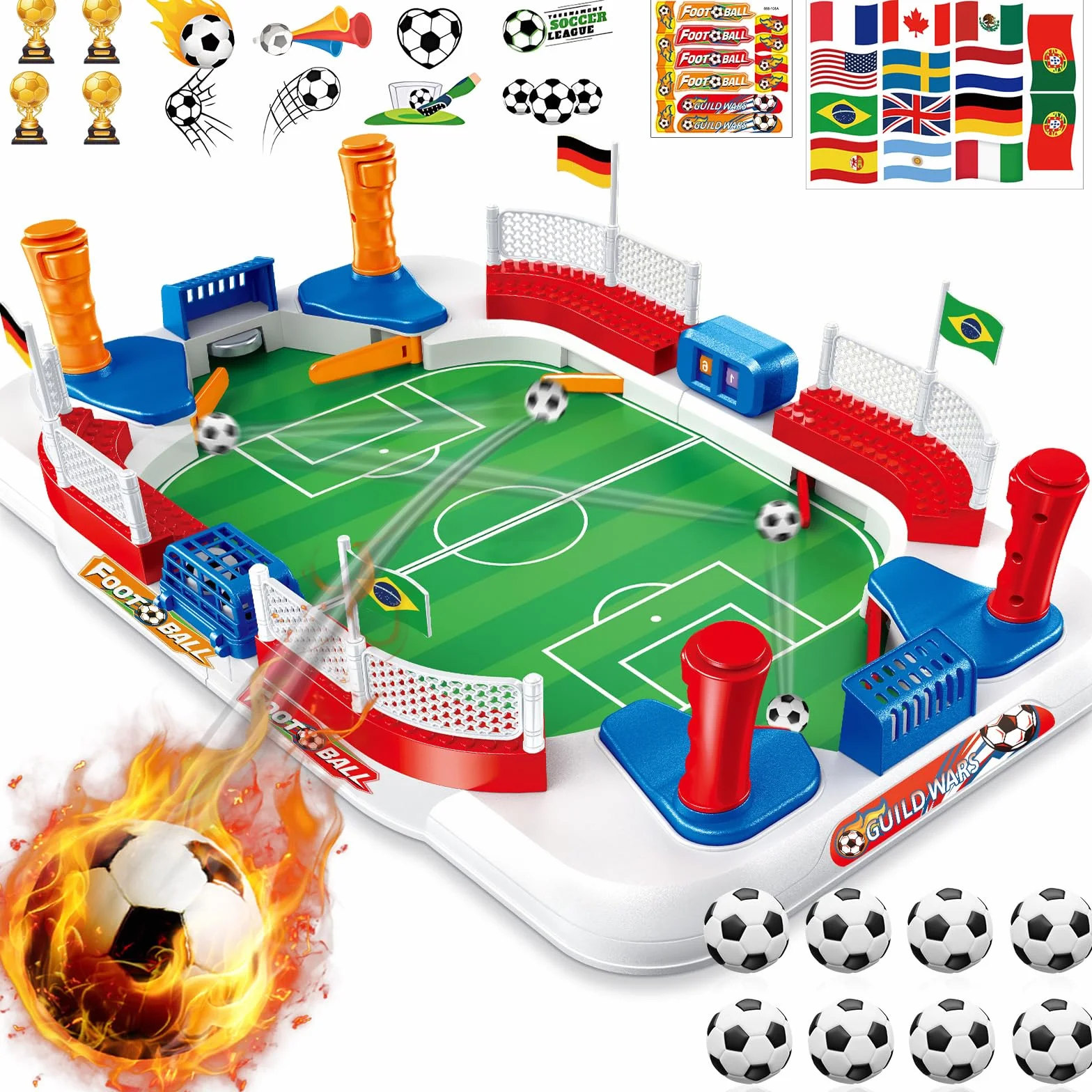 Biliardino per Bambini, 55 × 31 Calcio Balilla Bambini, Mini Calcetto Balilla con 8 Calcio, Segnapunti Tascabile, Adesivo, Giochi Calcio Regalo Bambino 4 5 6 7 8 9 10 Anni Maschio