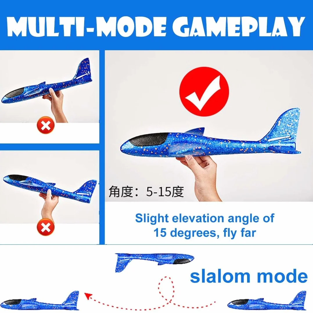 2 Pezzi 24cm Aereo Polistirolo Bambini,Aerei Aeroplano Giocattolo, Giochi Regalo Bambini Bambina Bambino 4 5 6 7 8 9 Anni, Aliante Aeroplano Schiuma per Grande Giochi Esterno