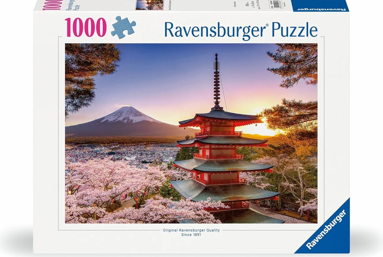 Ravensburger Puzzle 1000 pezzi Ciliegi in fiore e Monte Fuji – Puzzle Adulti +14 anni, 70 x 50 cm, Puzzle per Adulti, Foto Giappone, Idee Regalo