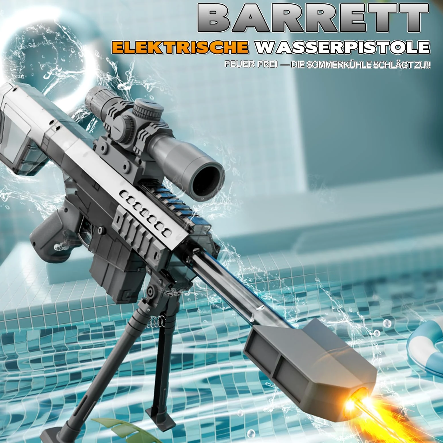 Maxee Pistola ad acqua elettrica, pistola a spruzzo automatica con un pulsante, per bambini, adulti, piscina, feste, spiaggia all'aperto, colore nero