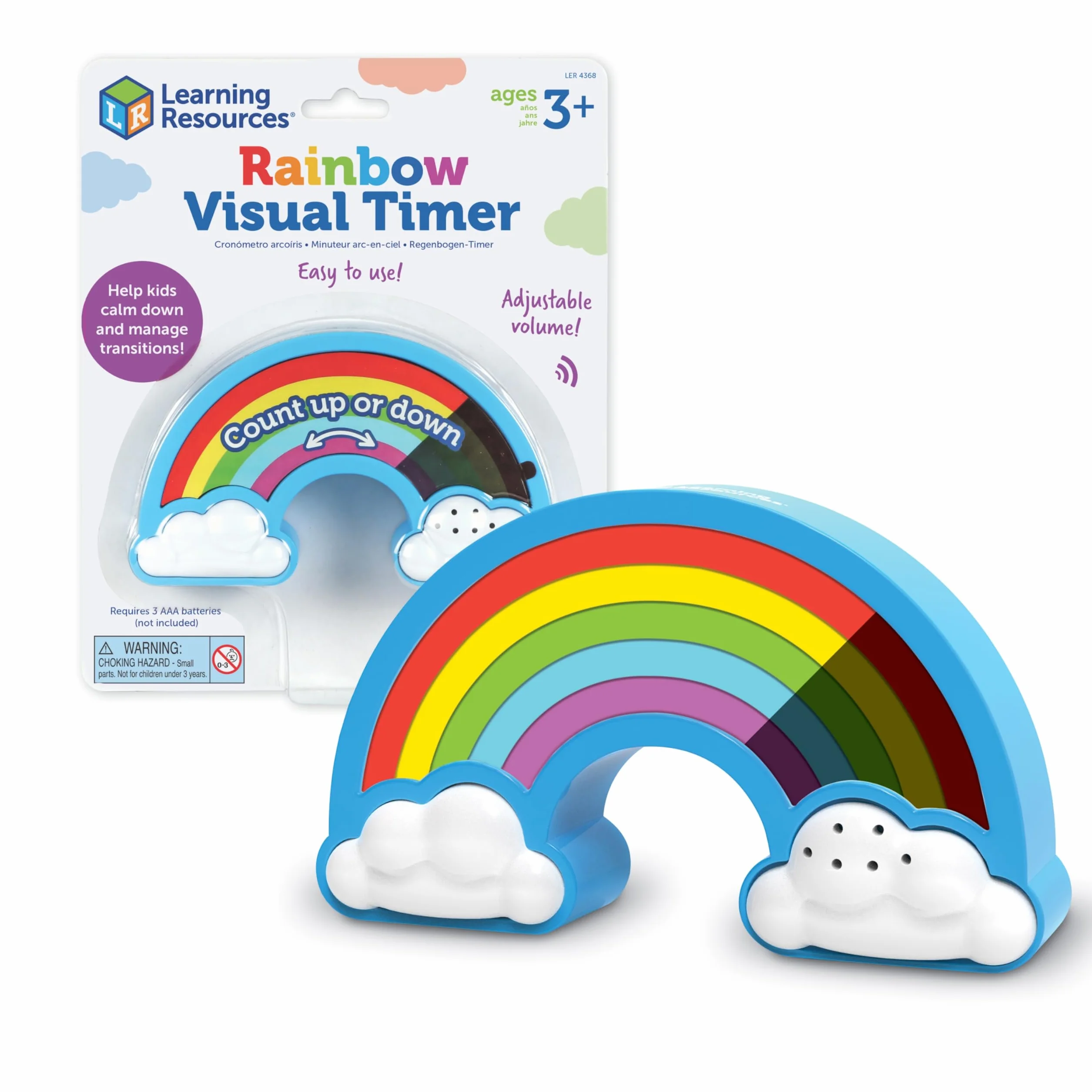 Learning Resources Timer Visivo Arcobaleno per Bambini, Dai 3 Anni, Timer per Classe e Casa, Supporto Sensoriale per Transizioni, 5 Impostazioni di Tempo