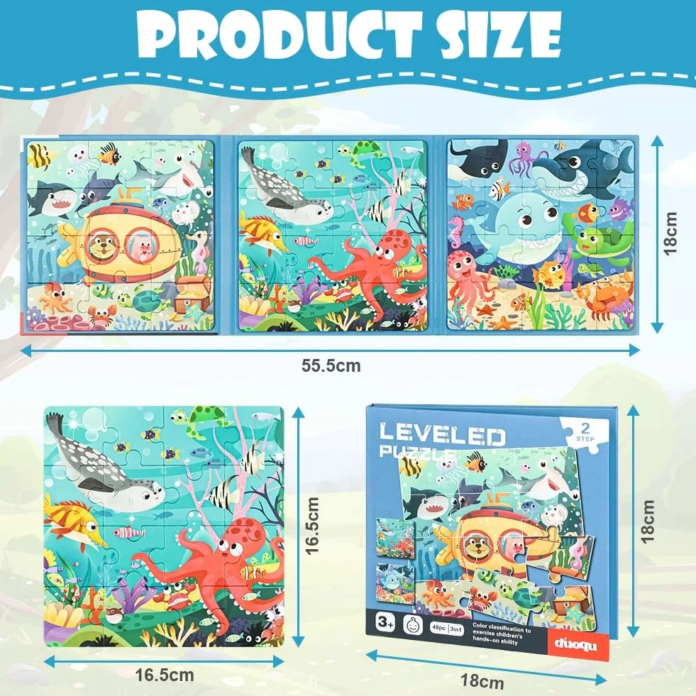 Aolso Puzzle Magnetici Montessori Giochi per Bambini 3-7 Anni Esplorazione Sottomarina