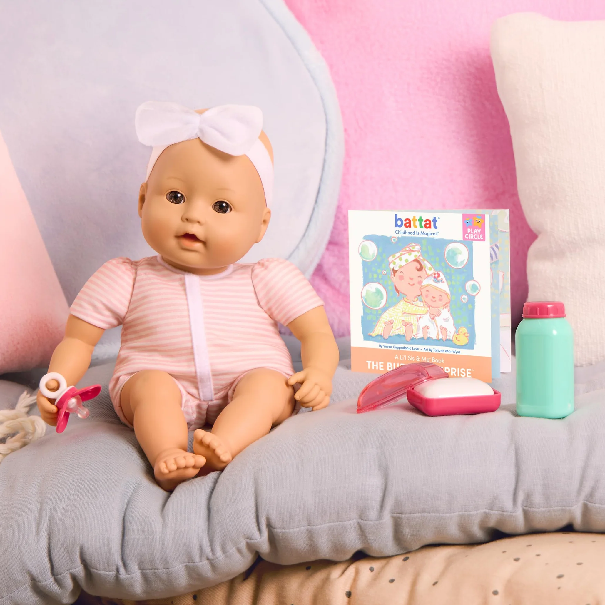Baby Sweetheart - Tempo di bagno - bambola neonato dal corpo morbido di 30,5 cm con accessori - con libro di fiabe di facile lettura