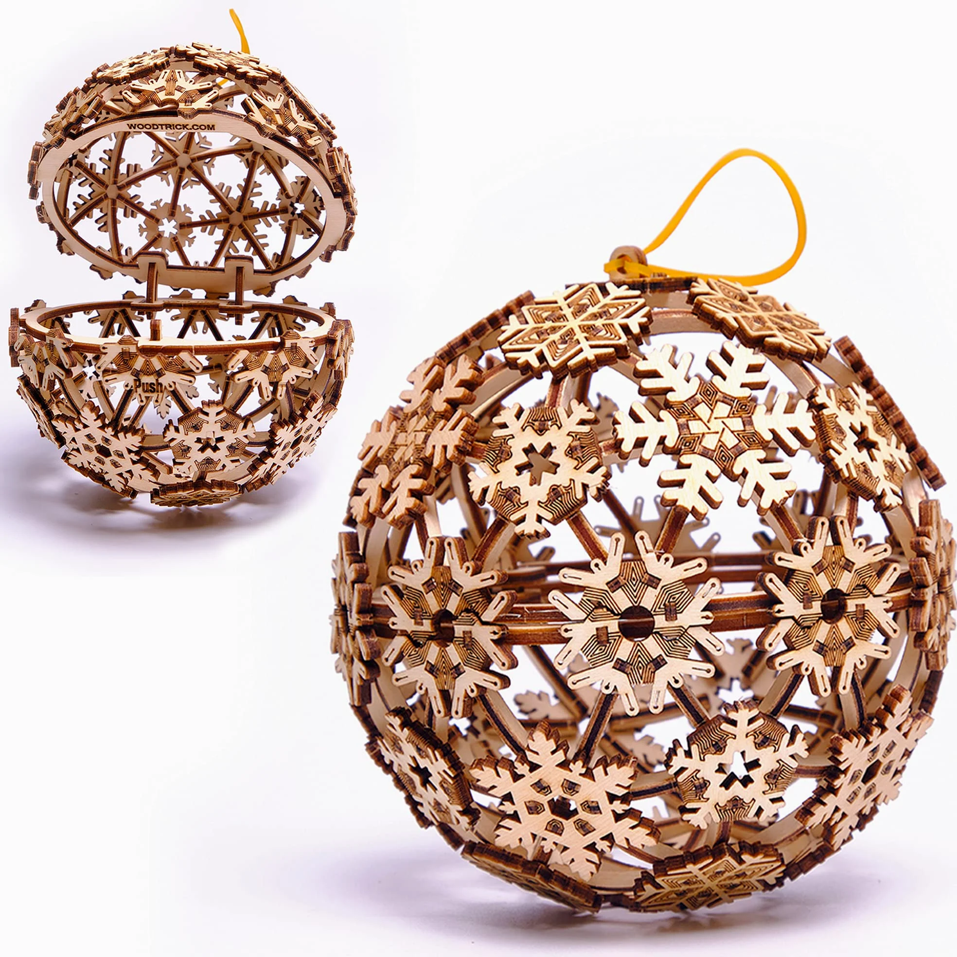 Wood Trick Christmas Ball Puzzle 3D di Legno per Adulti da Costruire | [179 Pezzi] Decorazione Natalizia con Vano Portaoggetti - Kit di Montaggio Meccanico in Legno DIY per Adulti