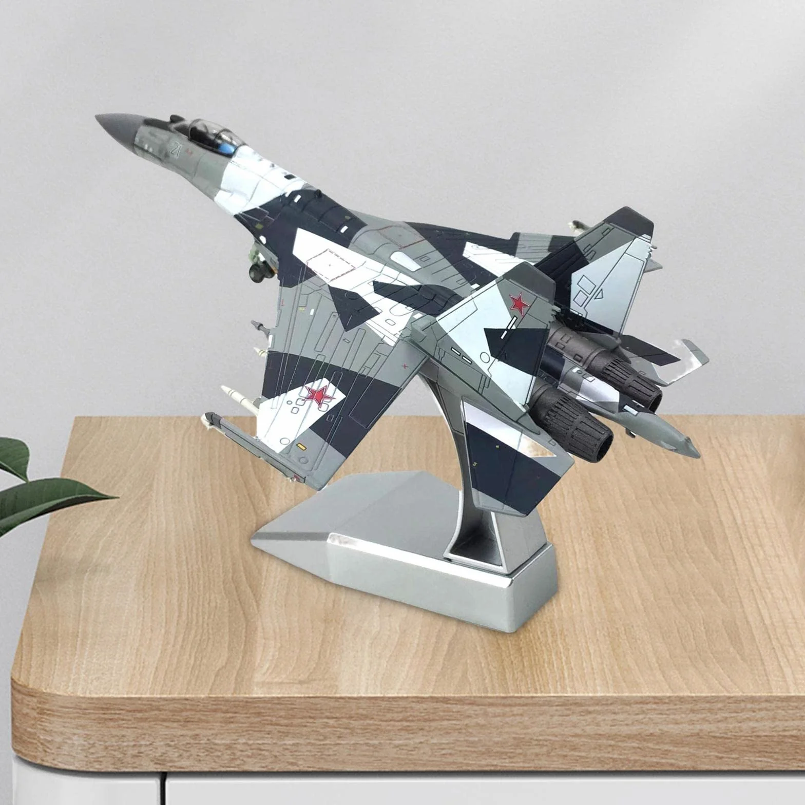 F Fityle Sukhoi SU-35 Modello Aereo da Caccia in Metallo 22x14,5 cm