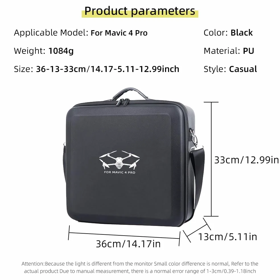 Custodia da viaggio per Mavic 4 Pro RC PRO2/RC 2, zaino organizer per il trasporto e lo stoccaggio del telecomando del drone, custodia a tracolla in PU EVA (solo custodia) (Nero)