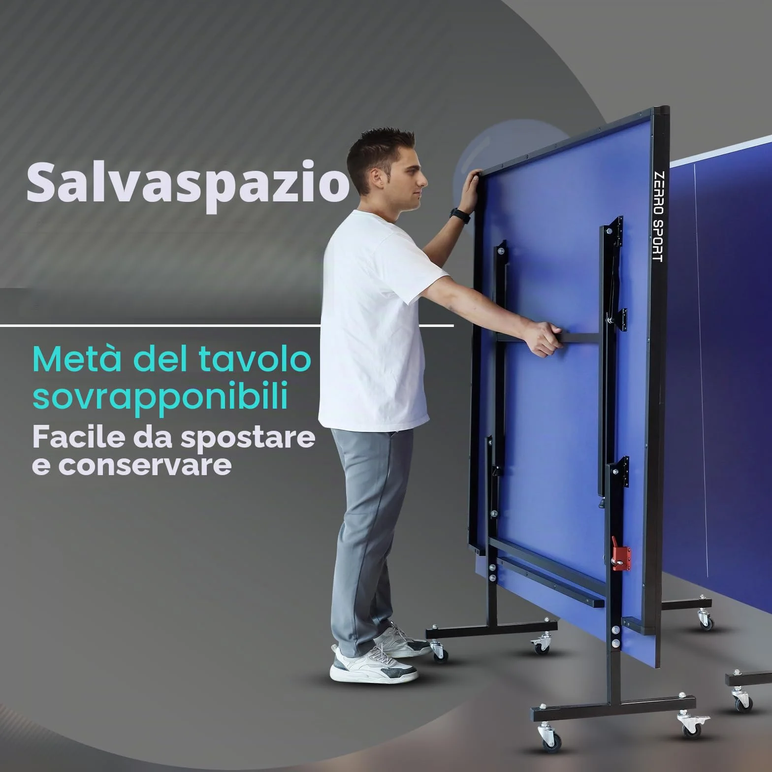 ZERRO Tavolo Ping Pong Pieghevole Interno MDP 15 mm 274x152.5x76 cm