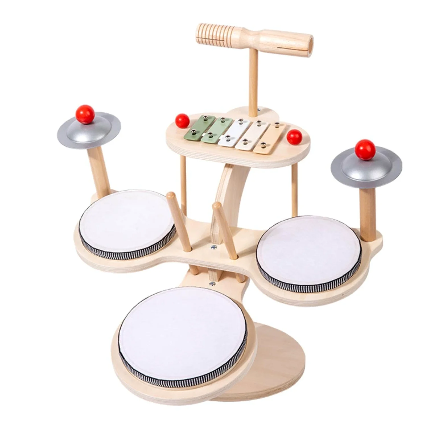 harayaa Batteria per Bambini Set Tamburo Xilofono Percussioni Strumento Musicale in Legno Sensoriale per Apprendimento Adatta per Prescolare Casa Giochi Musicali Regali Attività Familiari