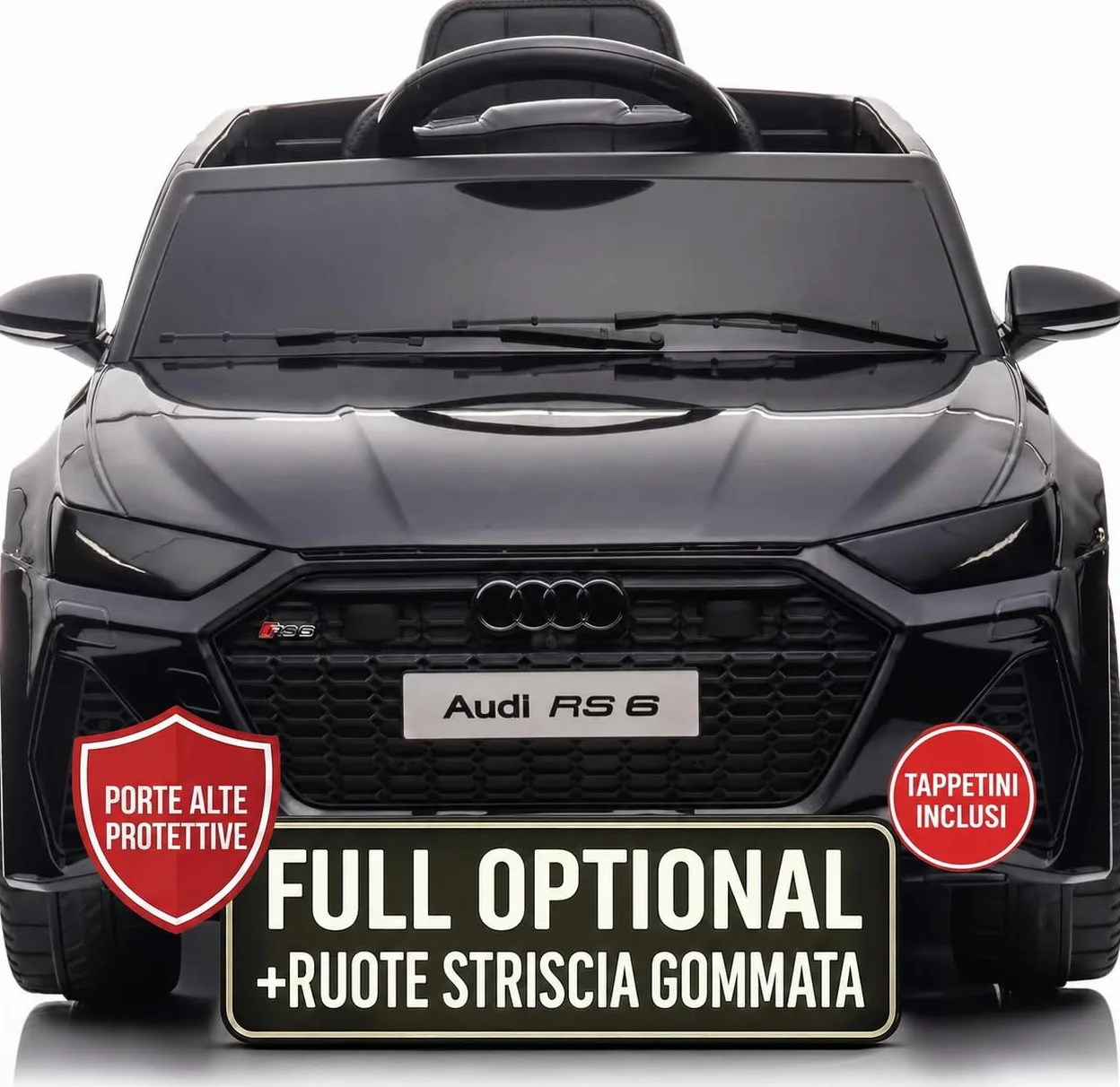 TOYSCAR Audi RS6 Macchina Elettrica per Bambini 12V Doppio Motore Telecomandata Sedile in Pelle