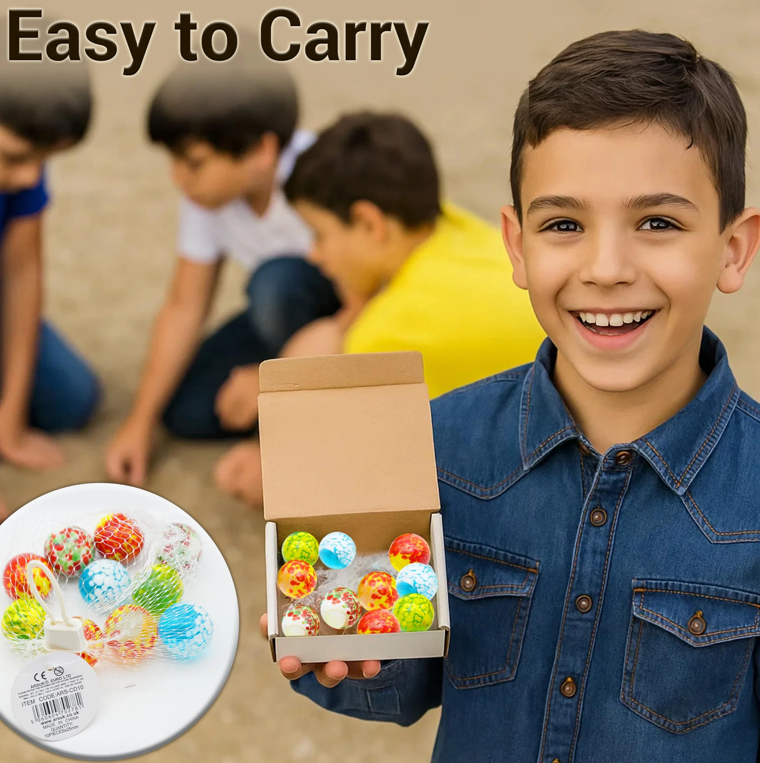 ARSUK Marmi a Pois in Vetro 25 mm Set Colorato per Bambini Marble Run Piste Biglie Gioco Educativo 250g