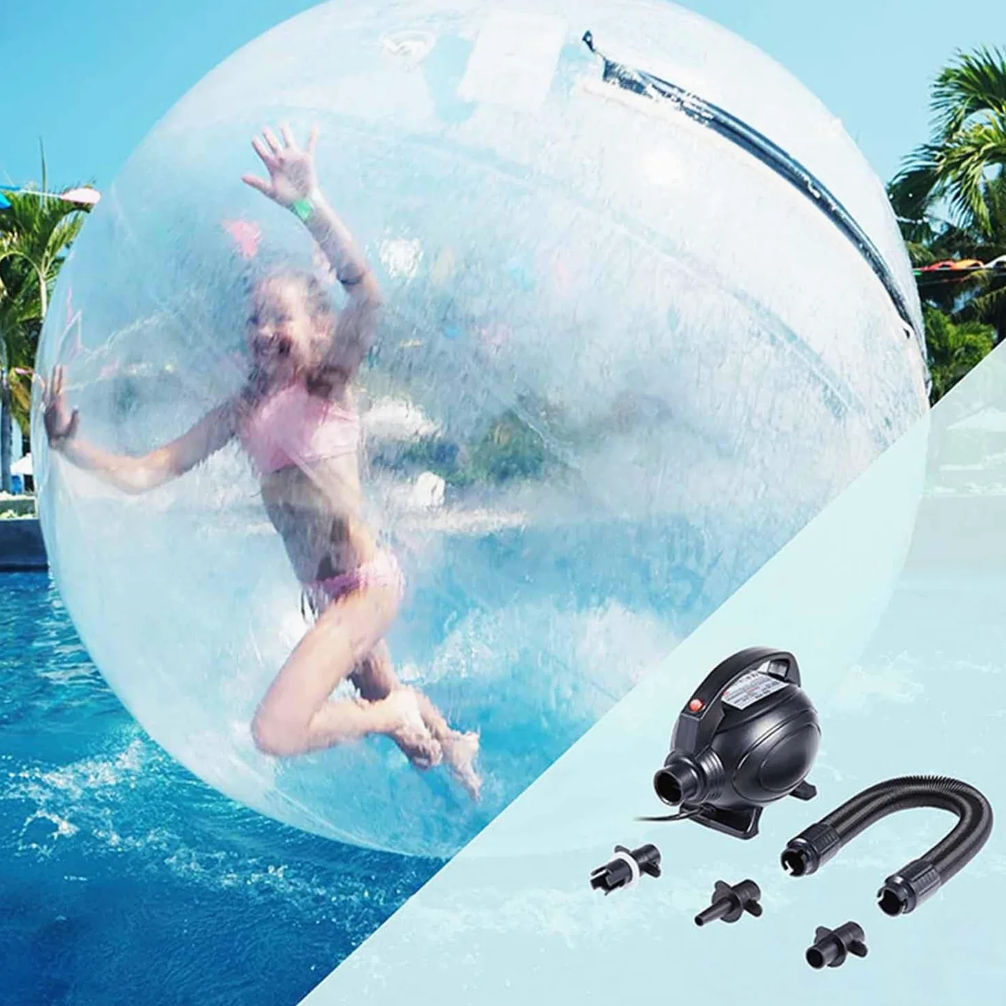 Palla Gonfiabile Gigante con Bolle d'Acqua, Pallone da Spiaggia Gonfiabile Oversize, Palla in Gomma Morbida riempita d'Acqua per Feste in Piscina, Spiaggia all'aperto (2 m)