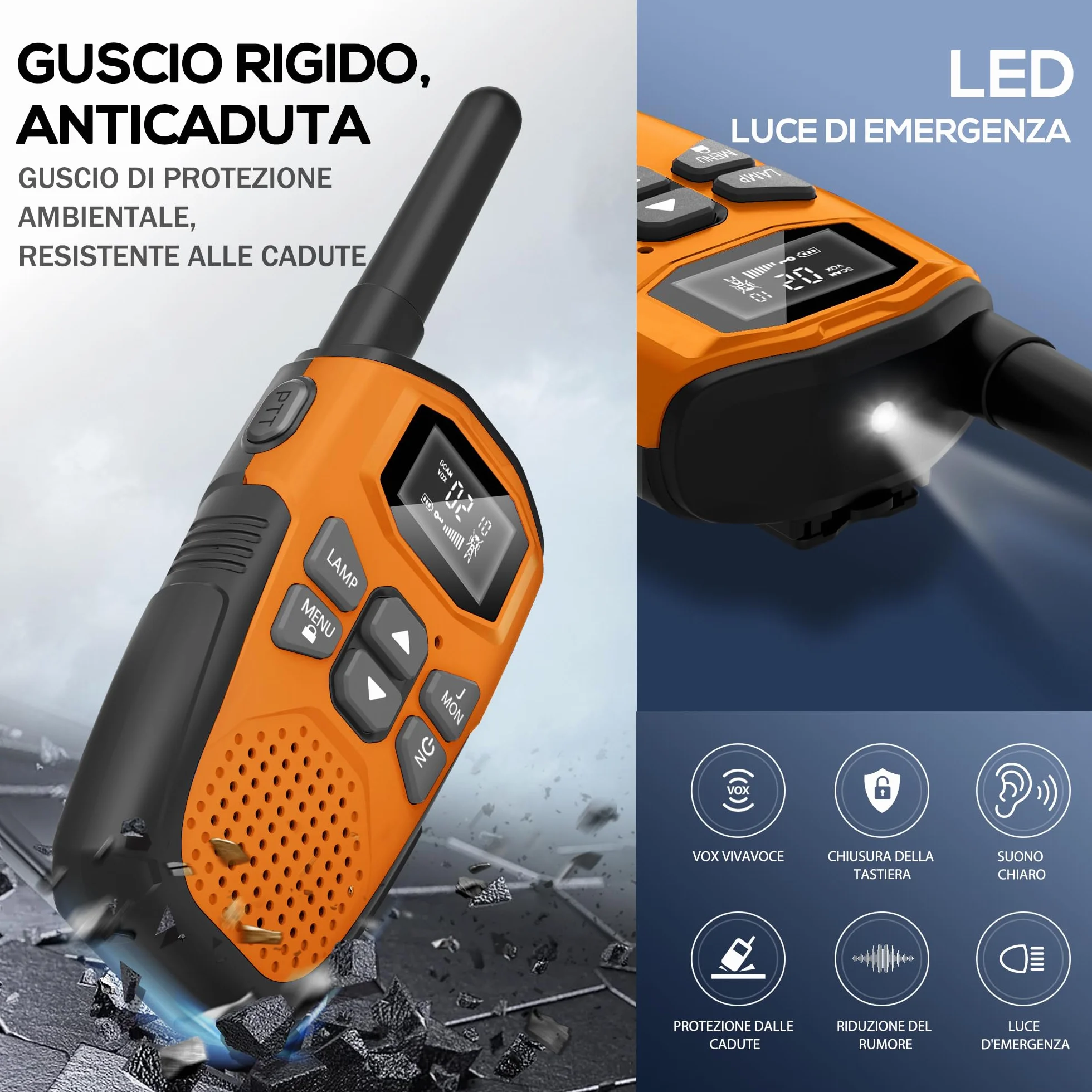 Walkie-Talkie Bambini Ricaricabili NXGKET 16 Canali USB-C Torcia Gioco Campeggio