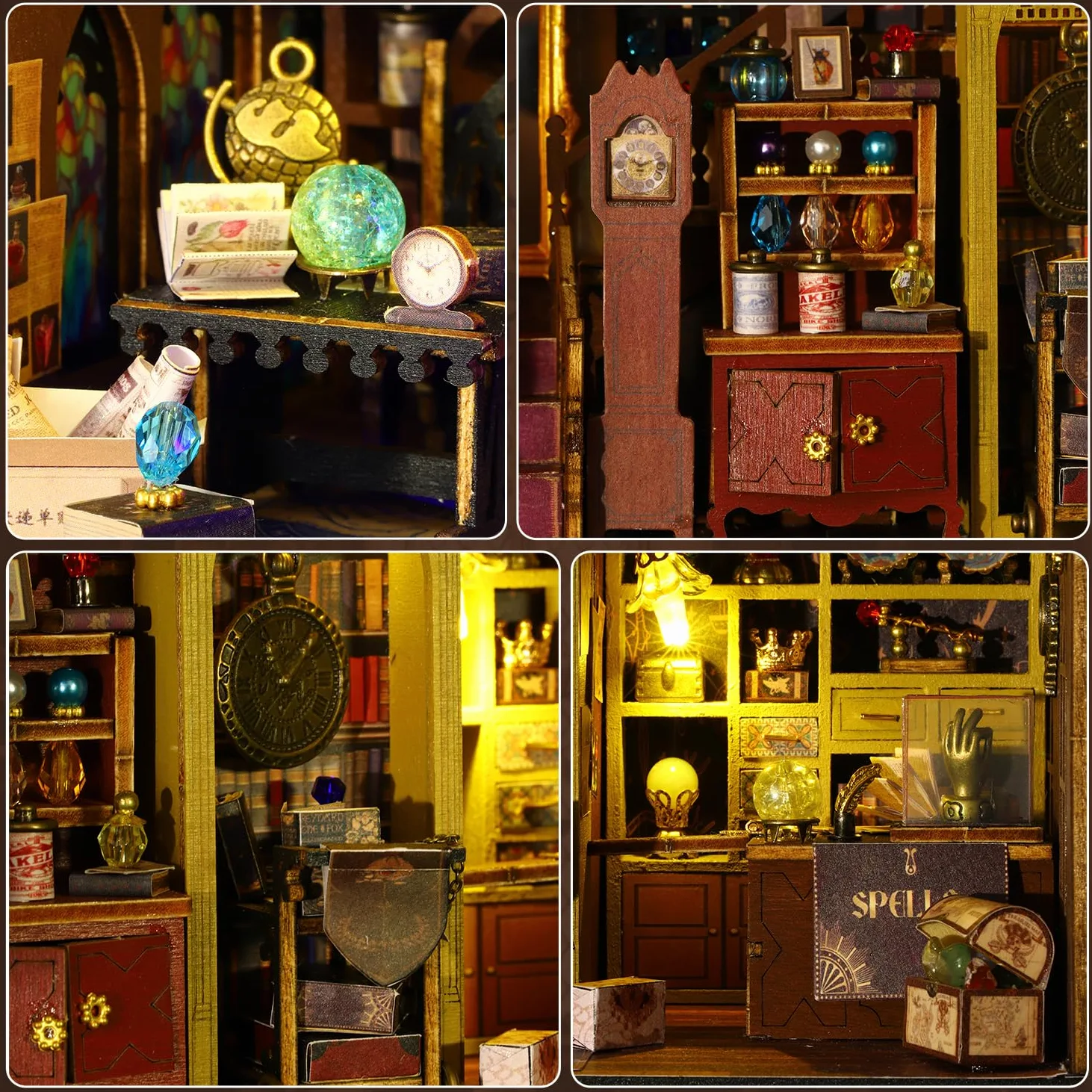 Mostop Casetta in miniatura fai da te, in legno, in miniatura, con luce LED, idea creativa per adulti, magica casa fai da te (Magic Treasure)