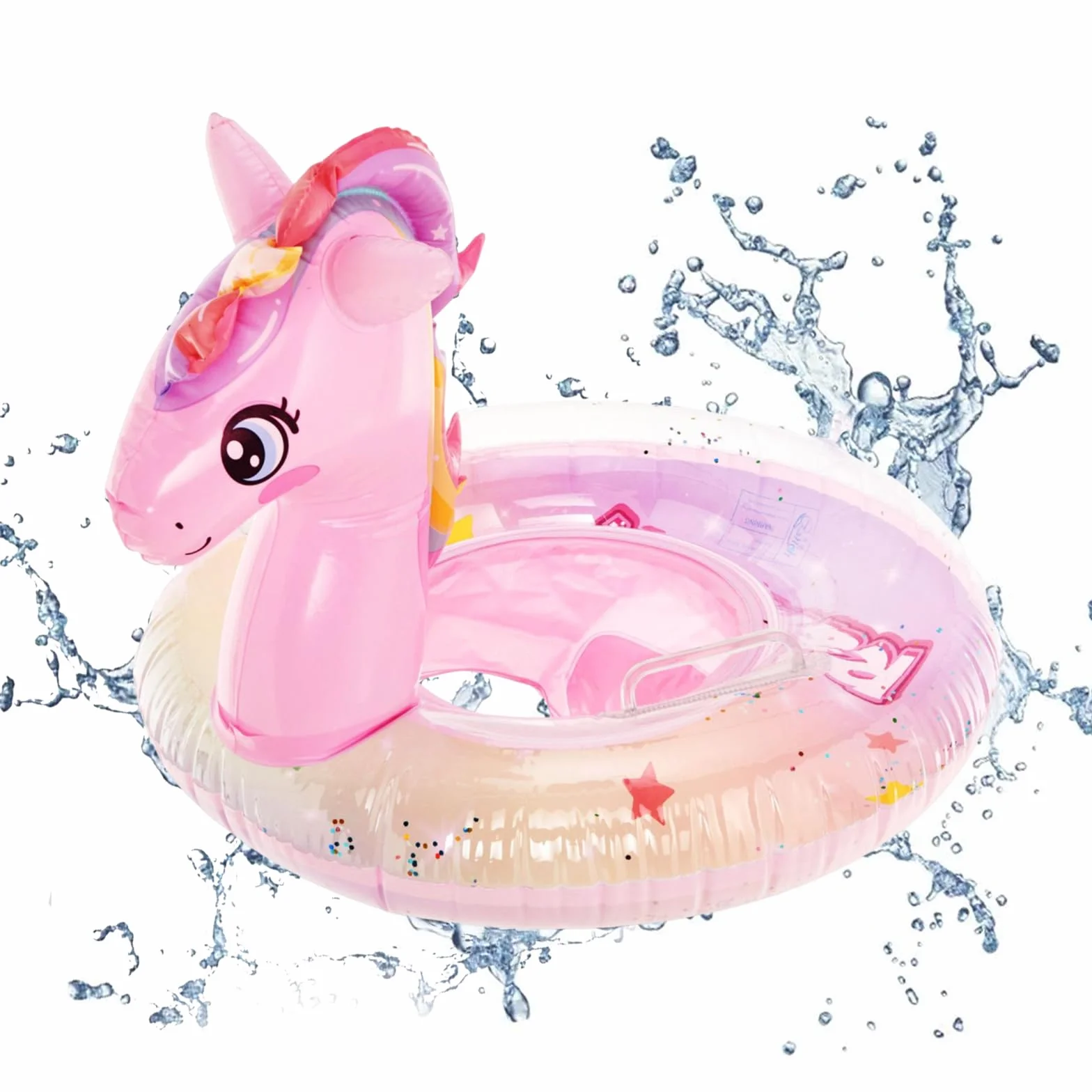 Anello di Nuoto per Bambini, Salvagente Gonfiabile Unicorno, Salvagente Neonato, Anello di Nuoto Gonfiabile con Seggiolino per Bambino, Ciambella Gonfiabile Neonato per Infant 6 Mesi a 3 Anni