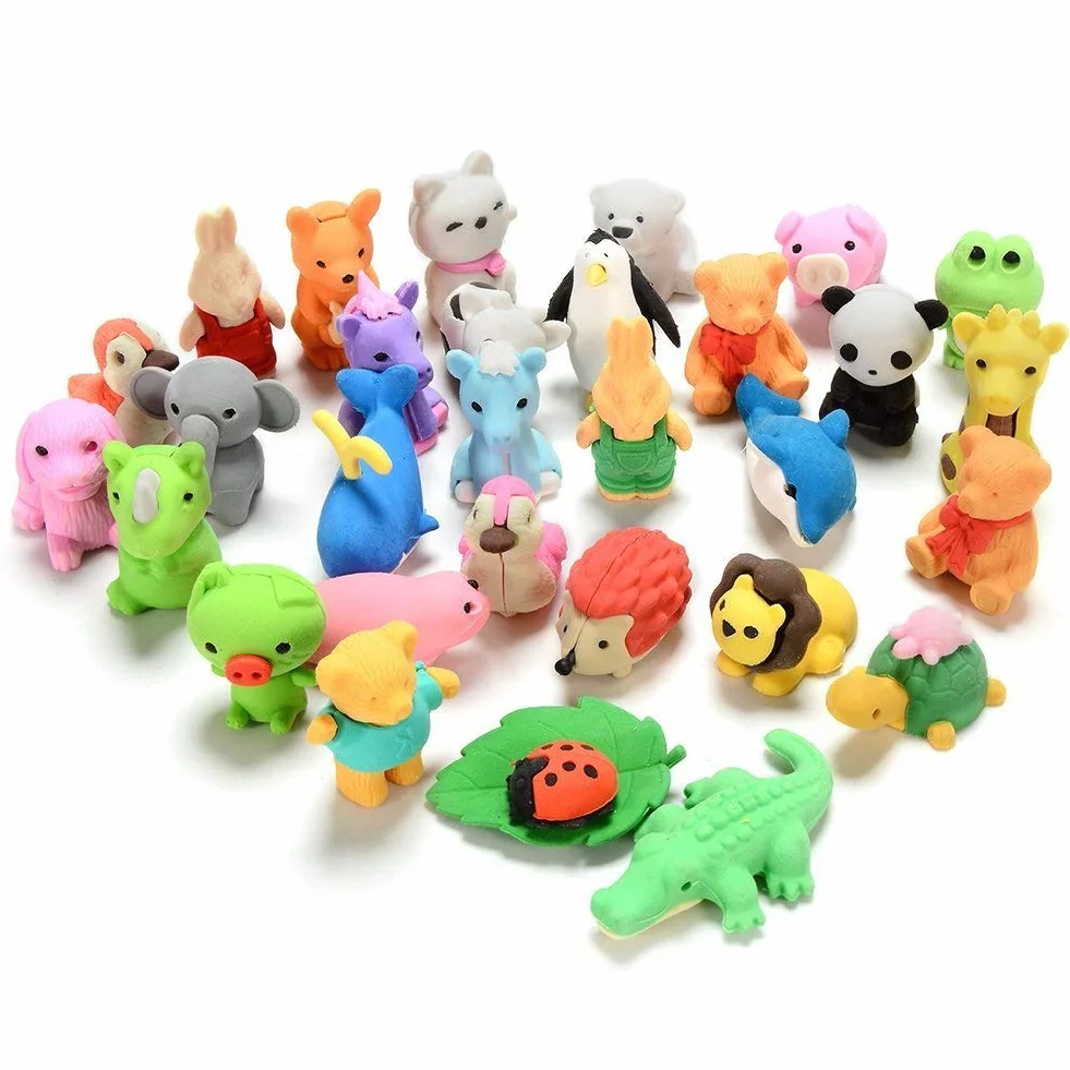 Set da 30 pezzi, collezione di adorabili gomme per matita a forma di animali dello zoo, regalo per bambini e per San Valentino