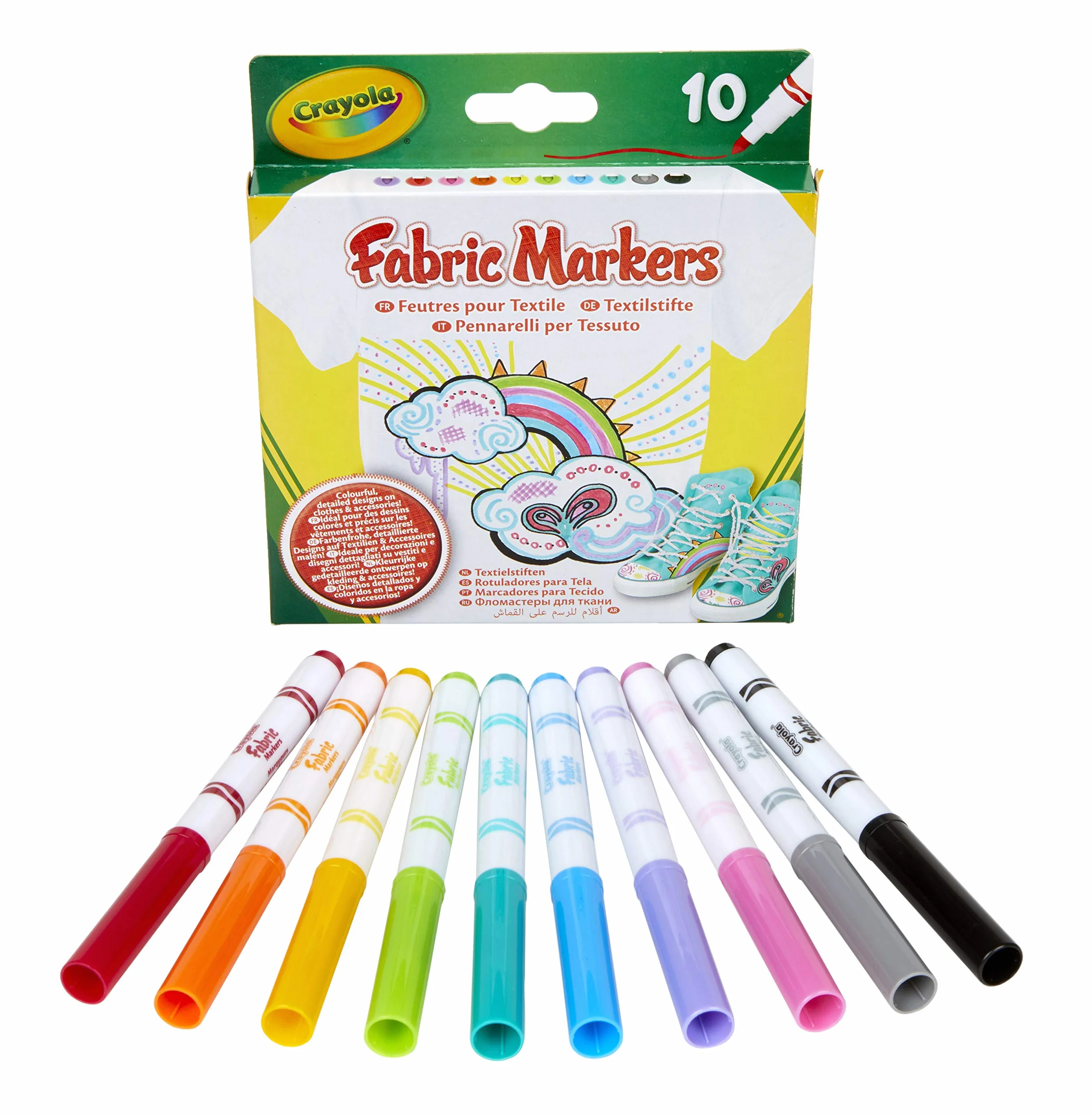 CRAYOLA Pennarelli per tessuti 10 pezzi colori assortiti