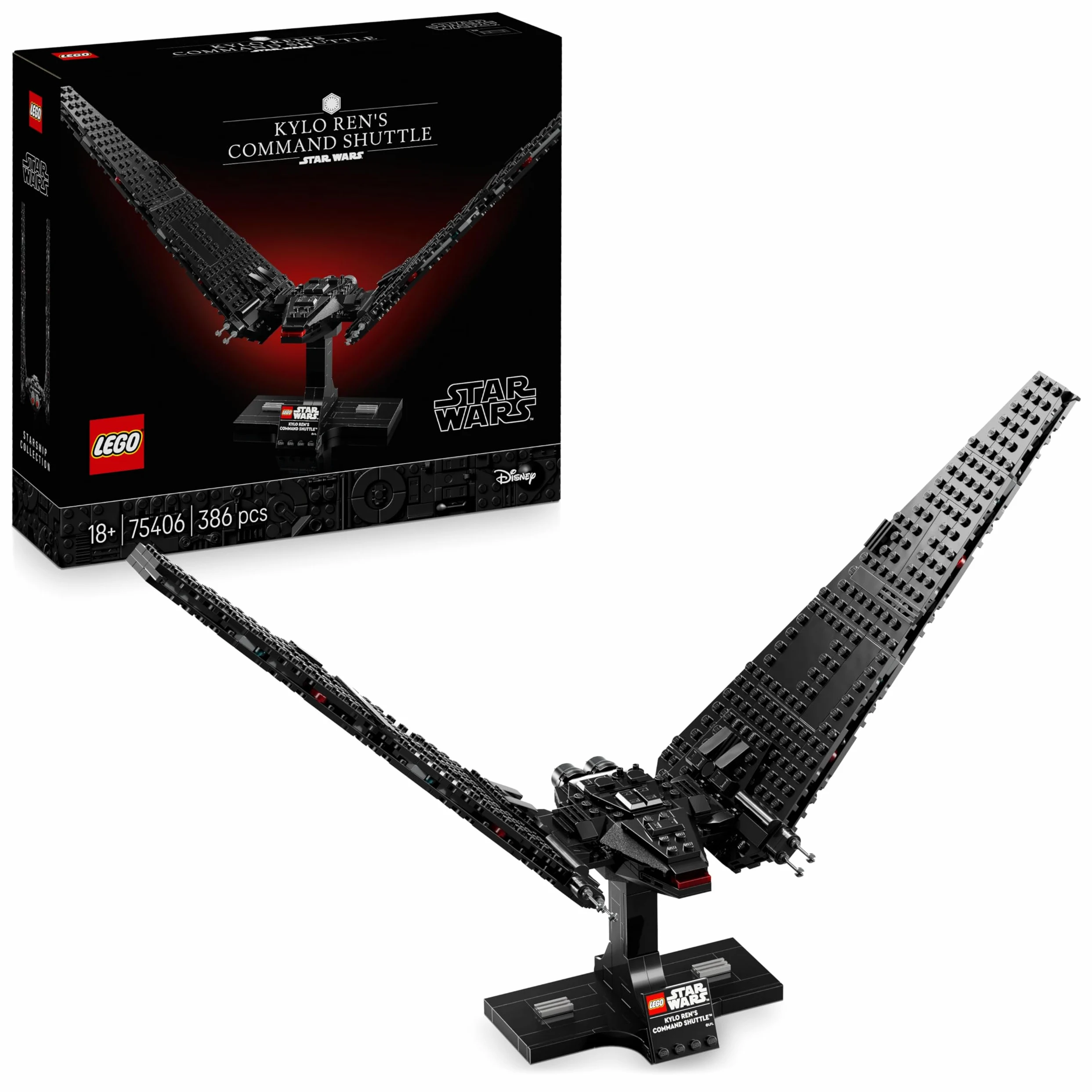 LEGO Star Wars 75406 Shuttle di Comando di Kylo Ren - Modellino da Costruire per Adulti di Astronave con Ali Mobili - Set da Collezione con Supporto e Targhetta - Regalo da Il Risveglio della Forza