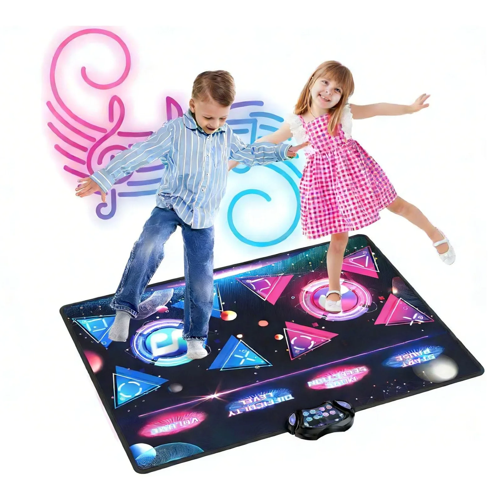 Tappetino da Ballo Elettronico per Bambini con 8 modalità di Gioco, Tessuto e ABS, Tappetino Musicale Interattivo per 2 Giocatori, Divertimento Indoor Portatile per Neonati e Bambini