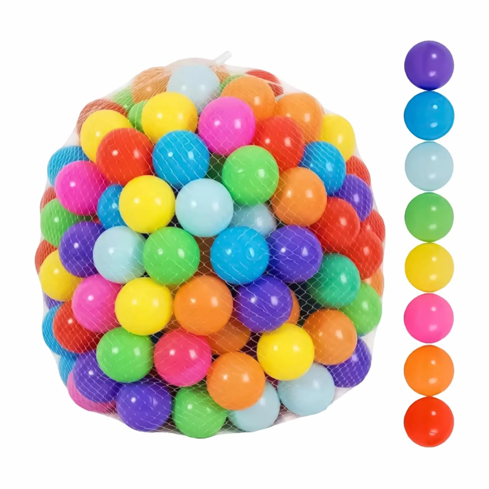 BALLEBAD - 300 g palline colorate | 50 pezzi di borse di stoccaggio per bambini ideali per le palline da gioco al coperto delle palline della sala per bambini non durevoli da 1 anno