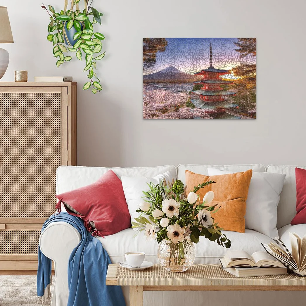 Ravensburger Puzzle 1000 pezzi Ciliegi in fiore e Monte Fuji – Puzzle Adulti +14 anni, 70 x 50 cm, Puzzle per Adulti, Foto Giappone, Idee Regalo