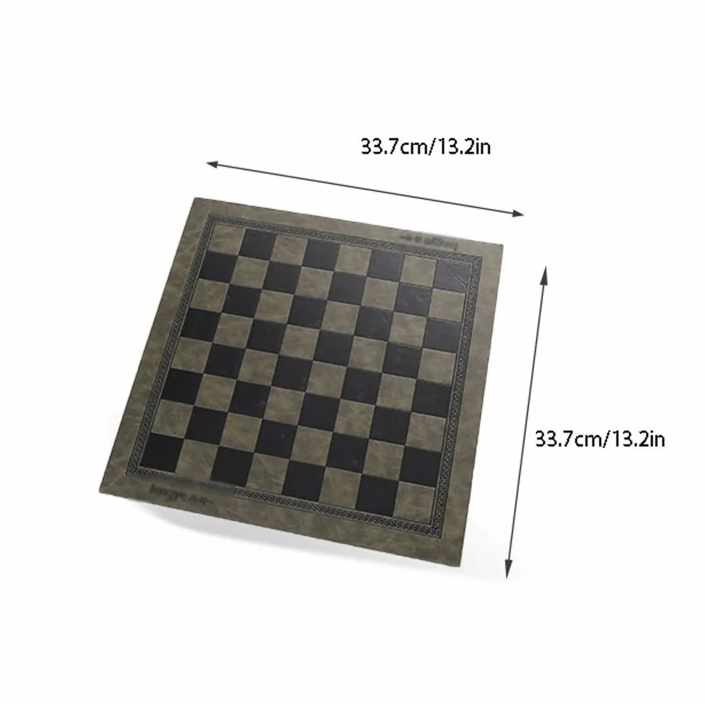 Set da scacchi pieghevole da viaggio, Scacchiera in PU Isolamento termico bifacciale Pieghevole 33,7x33,7 cm/13,2x13,2 pollici Doppio marrone(Dark Brown)