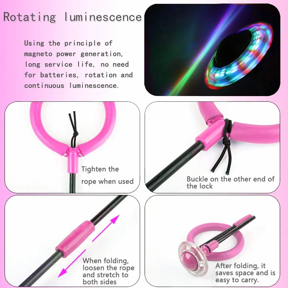 Caviglia di Salto Della, Palla per Caviglia, Anello di Salto della Caviglia,Palla per Saltare, Anello di Salto Lampeggiante,Palla da Salto Pieghevole per Bambini (Rosa)