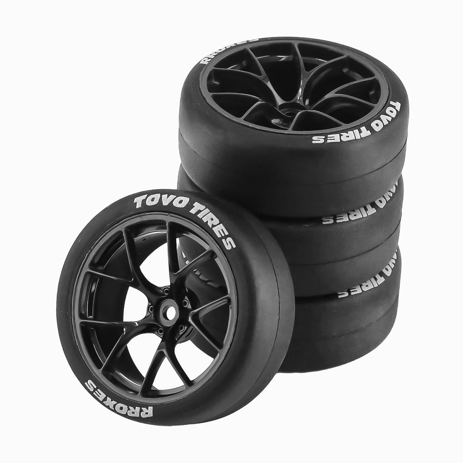 Amagogo 4X Ruote E Pneumatici per Veicoli Rc, Rc Auto Rally Pneumatici di Ricambio 12mm Mozzo Resistente all'Usura Durevole per Xv01 1/10 su Strada Touring Car Accessori, Nero