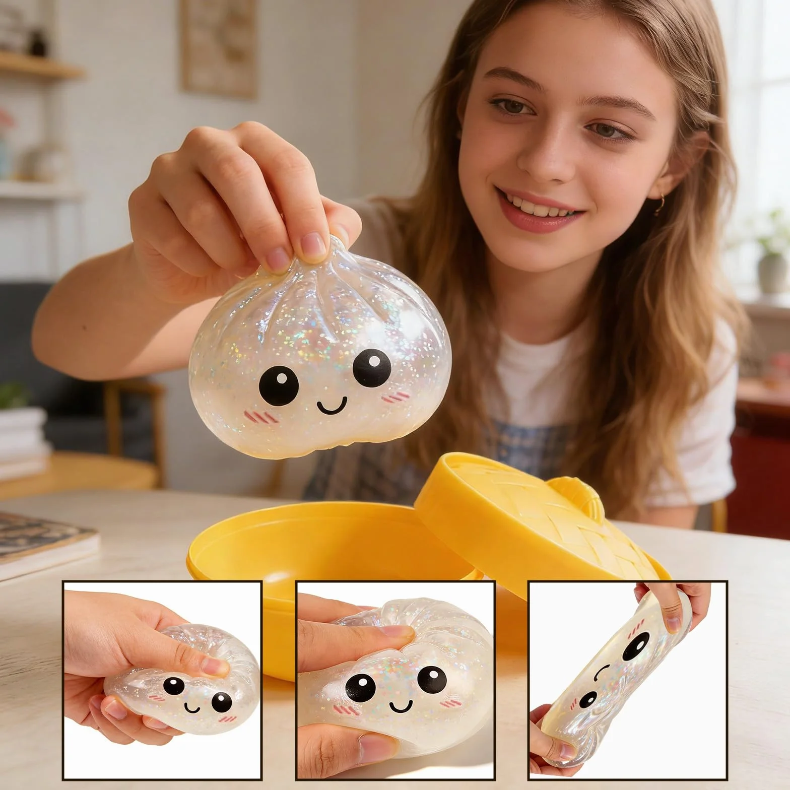 Squishy Ravioli, Dumpling Glitter Squishy, 12PCS Divertente Giocattolo Antistress, Alleviare L'ansia, Sorpresa Divertente Per Giorni Impegnati, Per Home Office