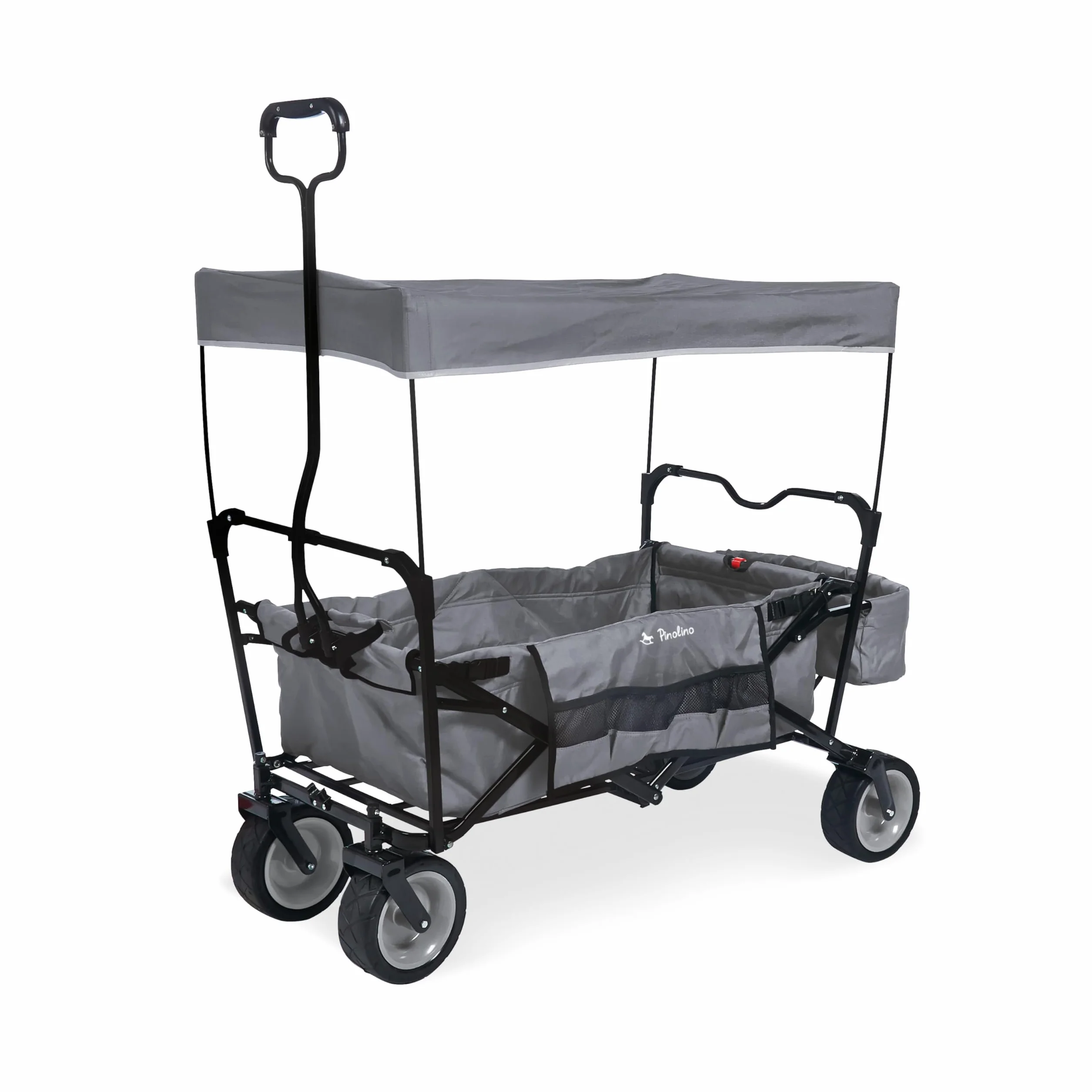 Pinolino Paxi - Carrello pieghevole pieghevole con tettuccio parasole, borsa posteriore e borsa per il trasporto, pneumatici in poliuretano, capacità di carico 70 kg, colore: Grigio