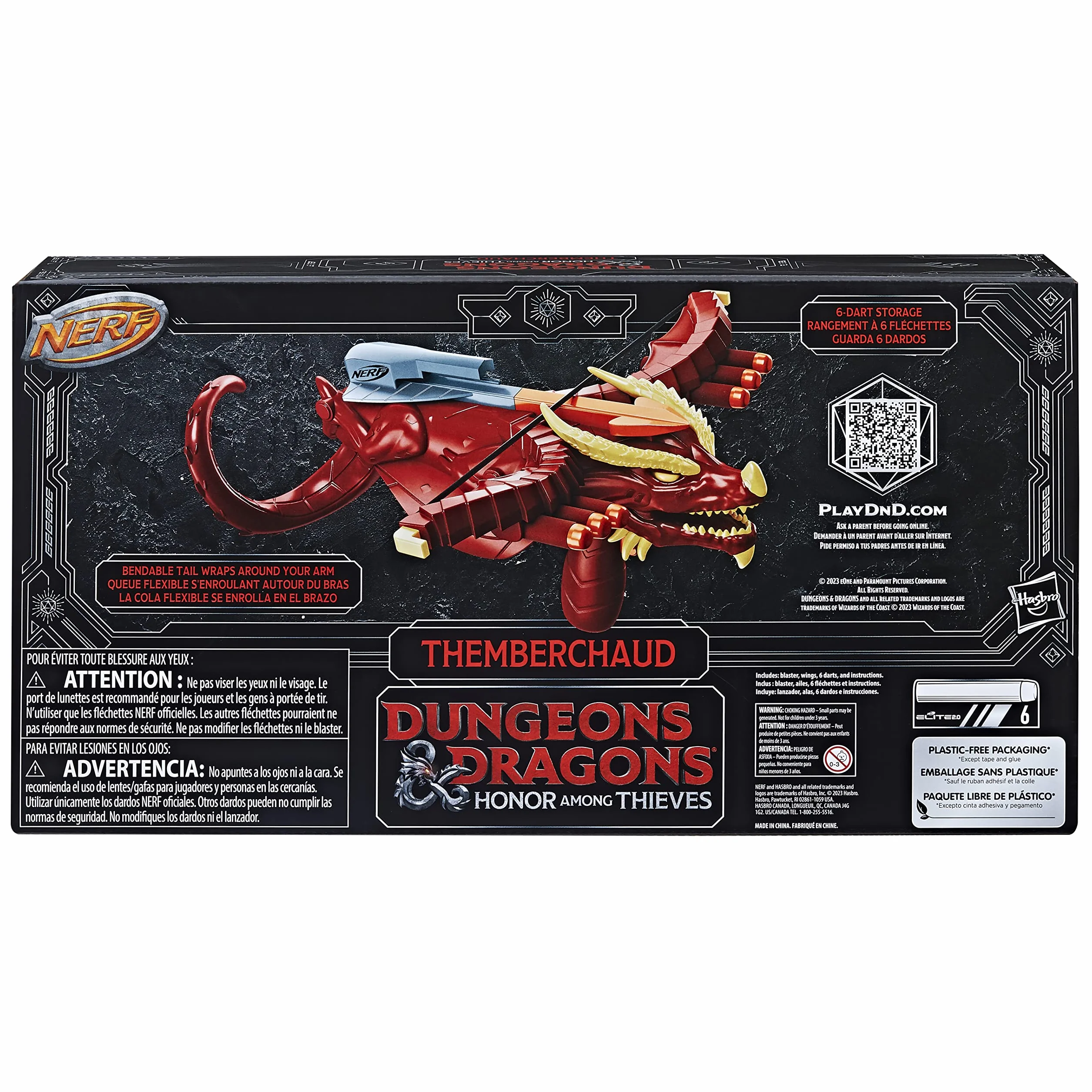 Hasbro Nerf Dungeons & Dragons - Blaster Nerf Themberchaud e 6 dardi Nerf Elite, D&D (F6275)
