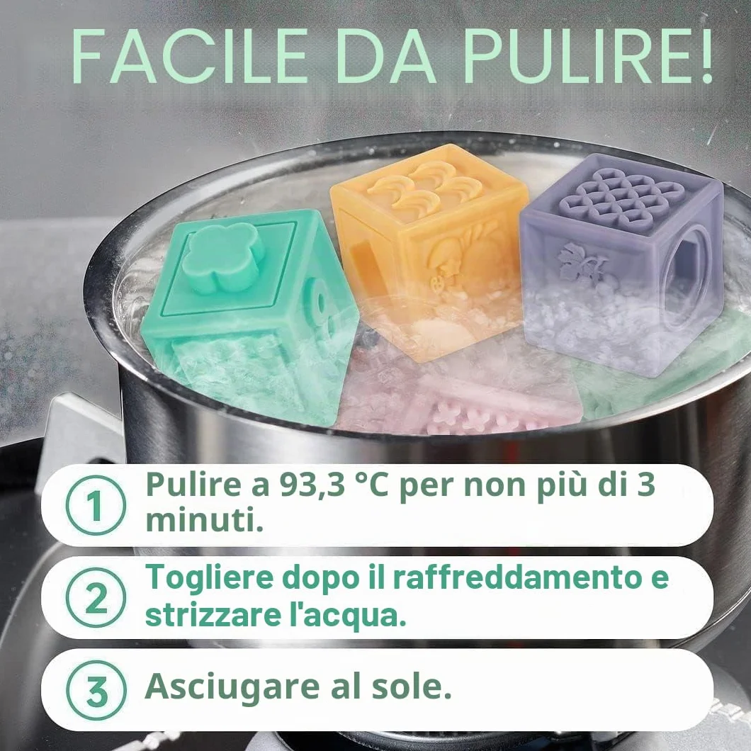 Giochi Neonato 6 Mesi, Giochi Montessori 1 Anno Sensoriale, Teether Giocattoli sensoriali Montessori educativi morbidi da impilare, Regali per Bambini da 6 9 12 Mesi