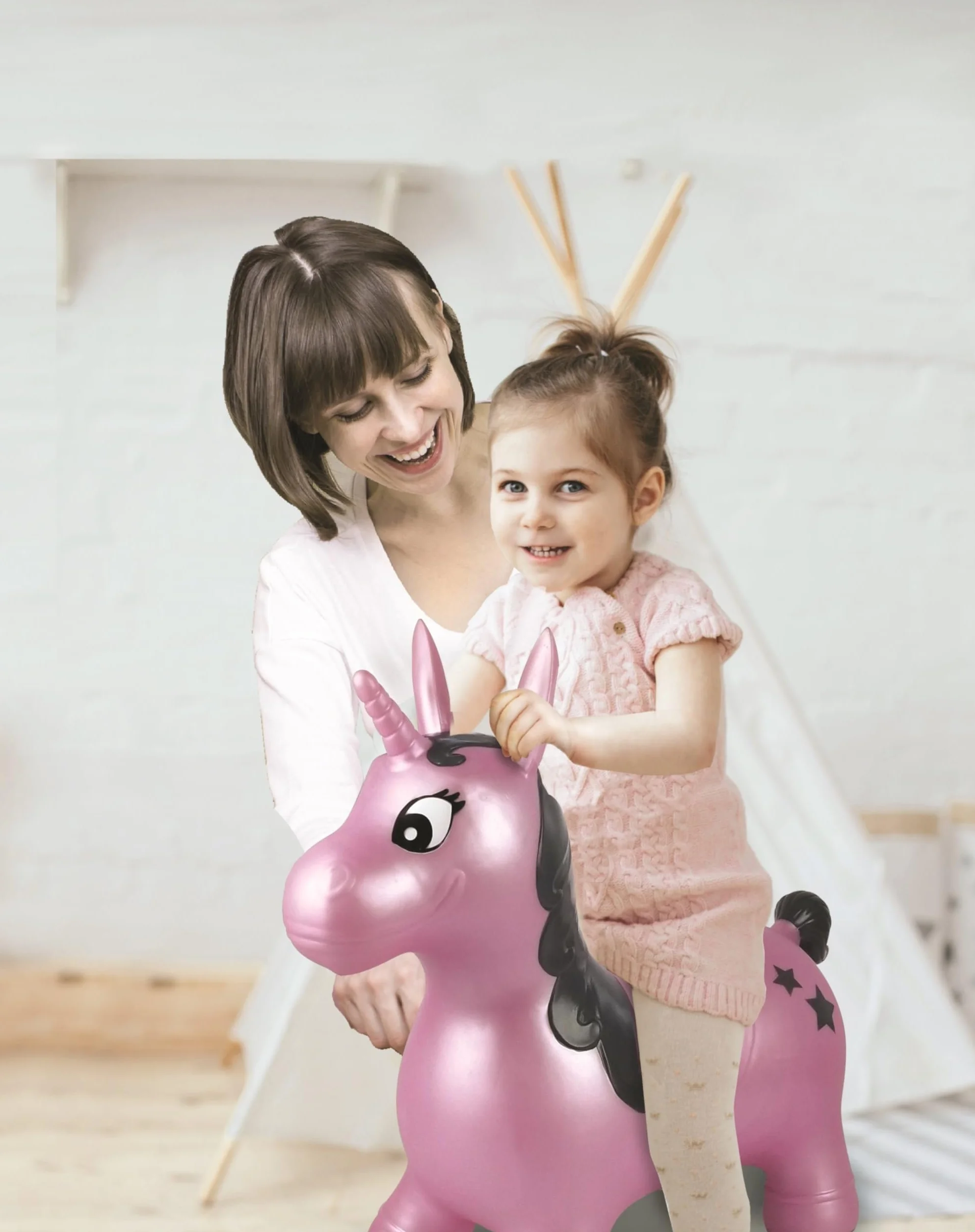 Lexibook Unicorno da Salto Gonfiabile, per Uso Interno ed Esterno, per Lo Sviluppo dell'equilibrio e delle capacità motorie, Pompa Manuale Inclusa, Plastica sicura e Durevole, Rosa, BG050UNILXB