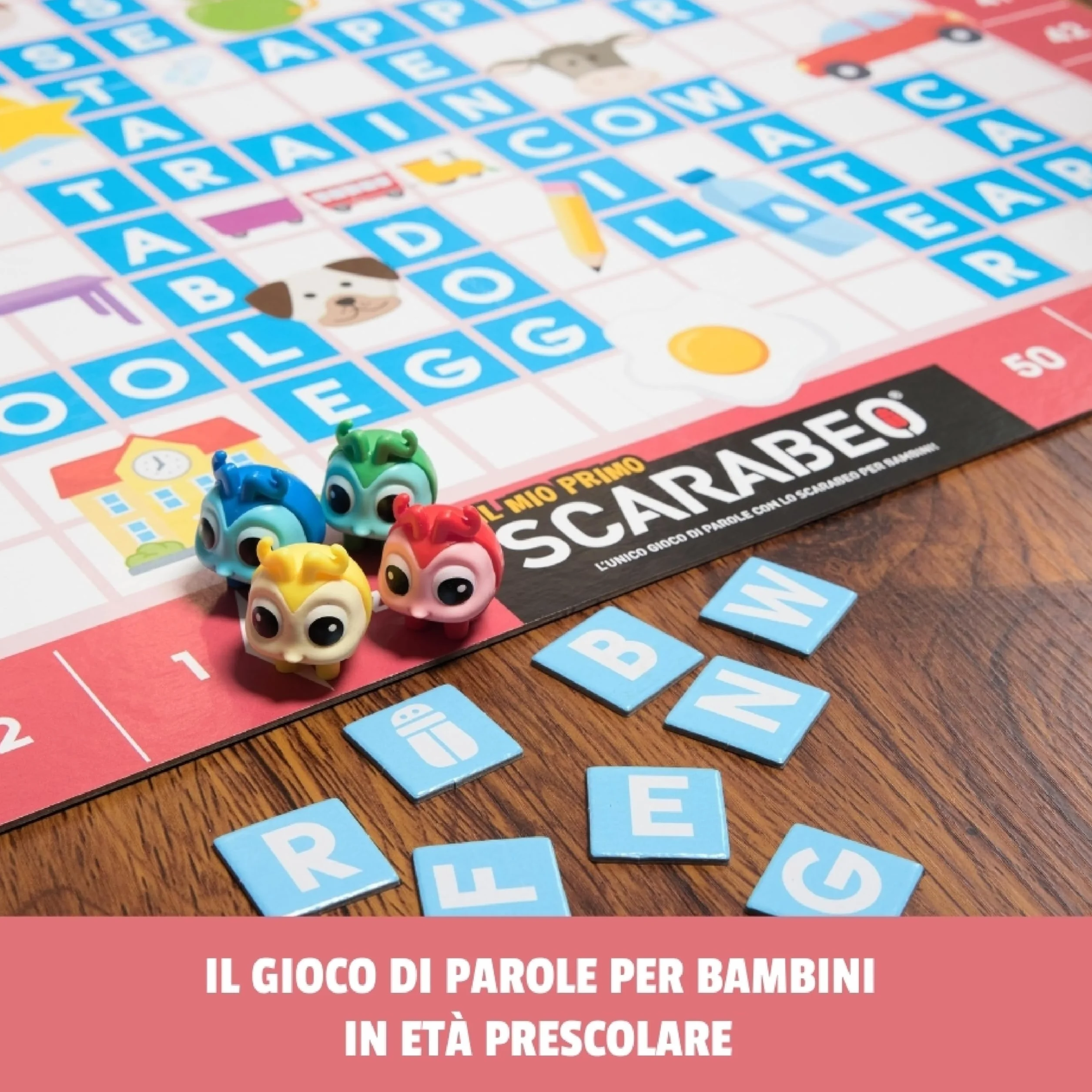 Editrice Giochi, Il Mio Primo Scarabeo Edizione Italiano-Inglese, Gioco da Tavolo, Gioco per Apprendimento di Lettere e Parole, Giochi da Tavolo per Bambini, da 2 a 4 Giocatori, 4+ Anni