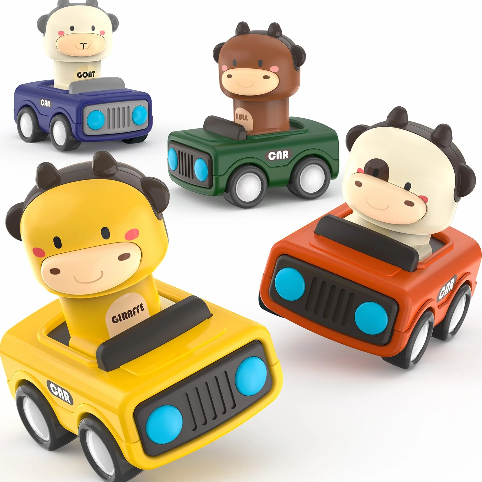 MOONTOY Giochi Macchinine per Bambini 1 Anni,4pcs Set di Veicoli da Gioco per Bambini,Giochi Macchinine Press and Go per 9 10 12+ Mesi,Pasqua Regali Educativi Precoci 1 2 3 Anno