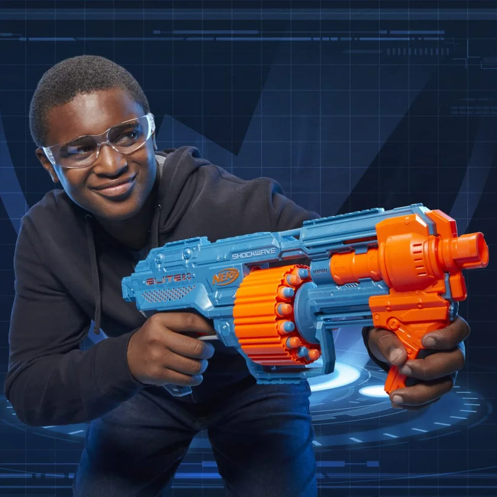Hasbro Nerf Elite 2.0 Shockwave RD-15 Blaster z Tamborem Rotacyjnym 15 Dardów Lancio a Raffica